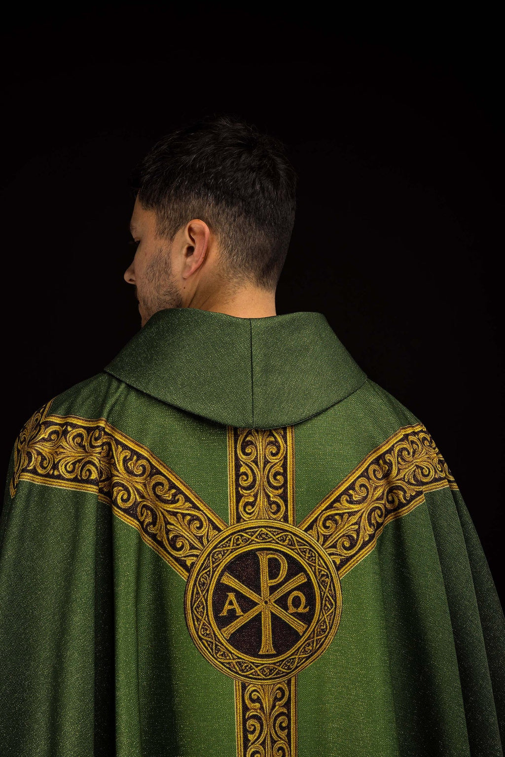 Ornat drukowany Pax zielony z bogatym złotym zdobieniem