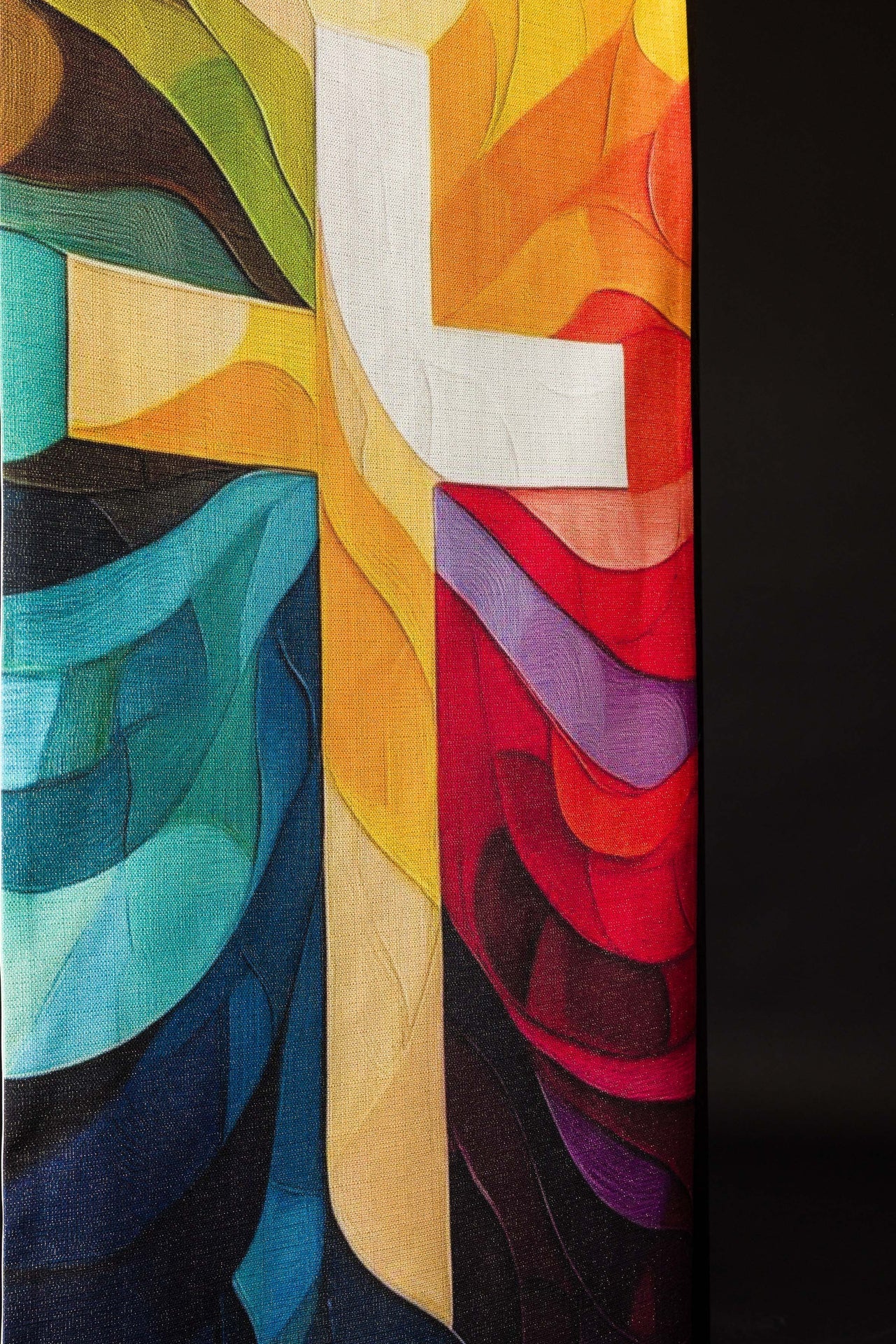 Multicolour Printed Lectern Cover with Cross Motif