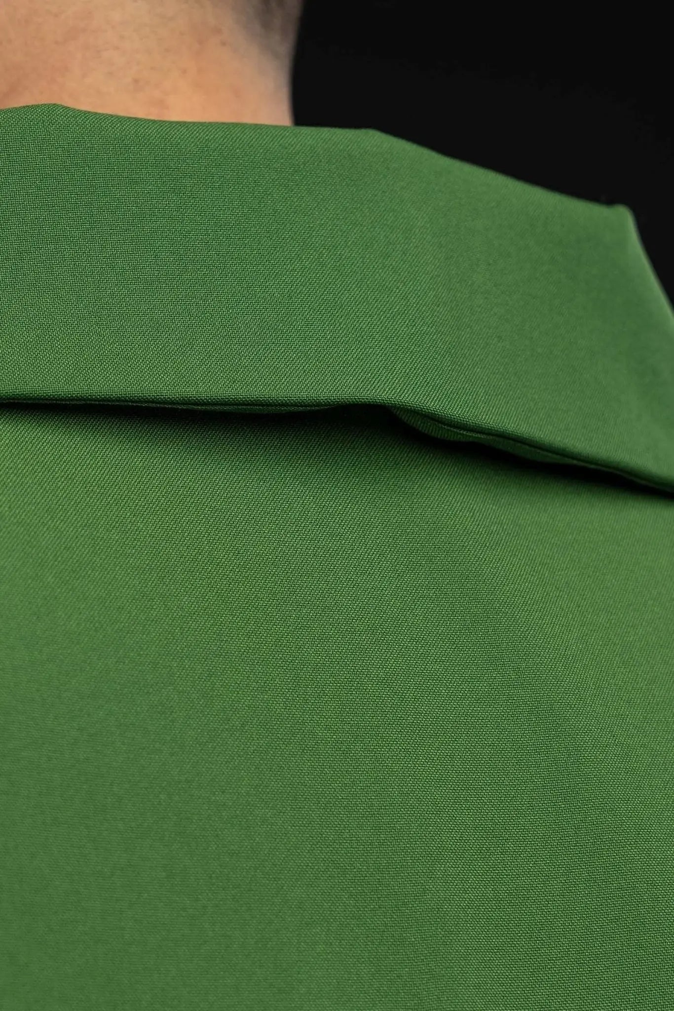 Green Embroidered Chasuble with Ornamental Cross and Wide Collar