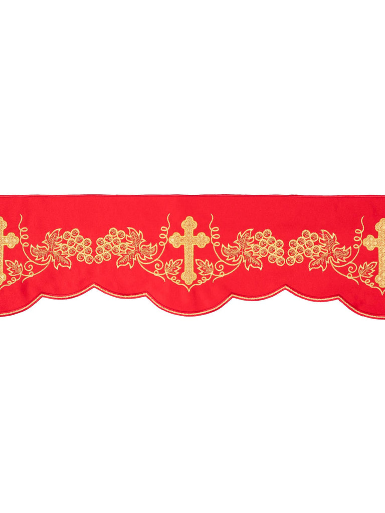 Metre with embroidery front Cross and Grapes Red
