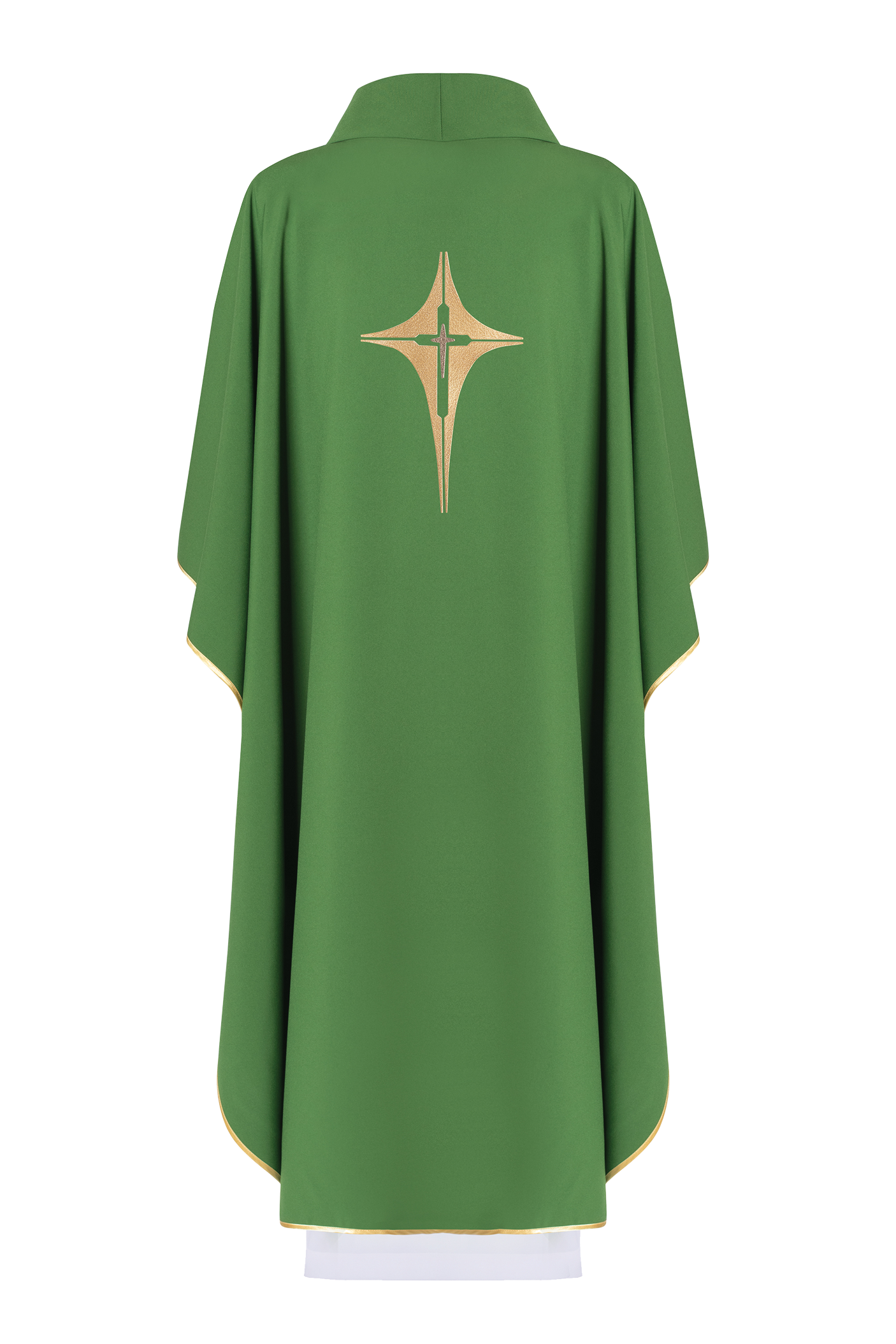 Green chasuble embroidered with cross motif