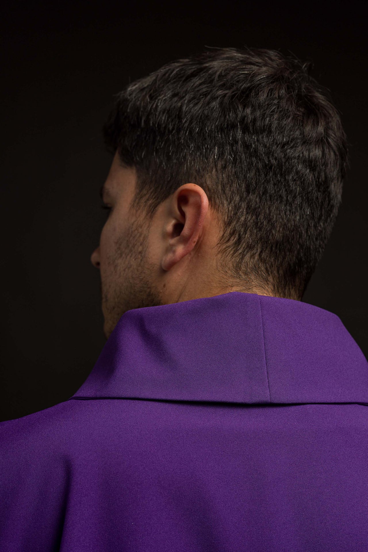 Purple chasuble embroidered with cross motif