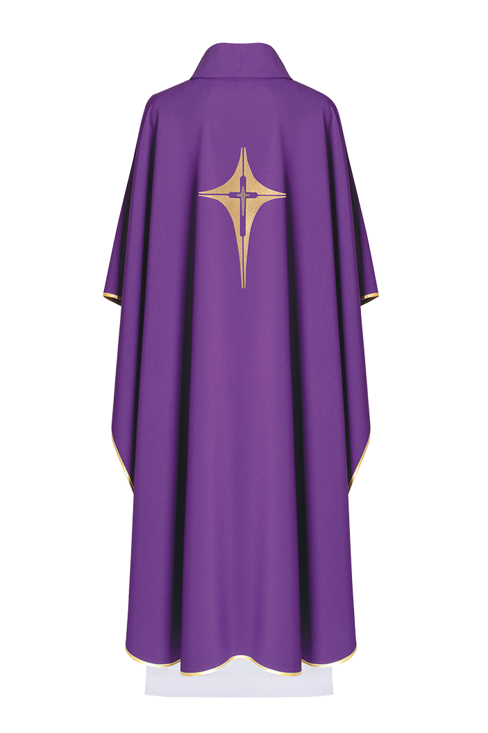 Purple chasuble embroidered with cross motif