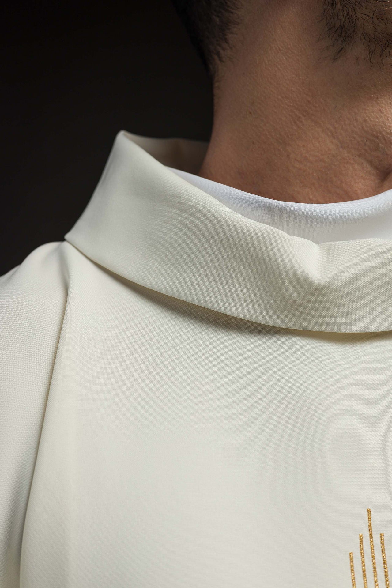 Chasuble with IHS embroidery in ecru