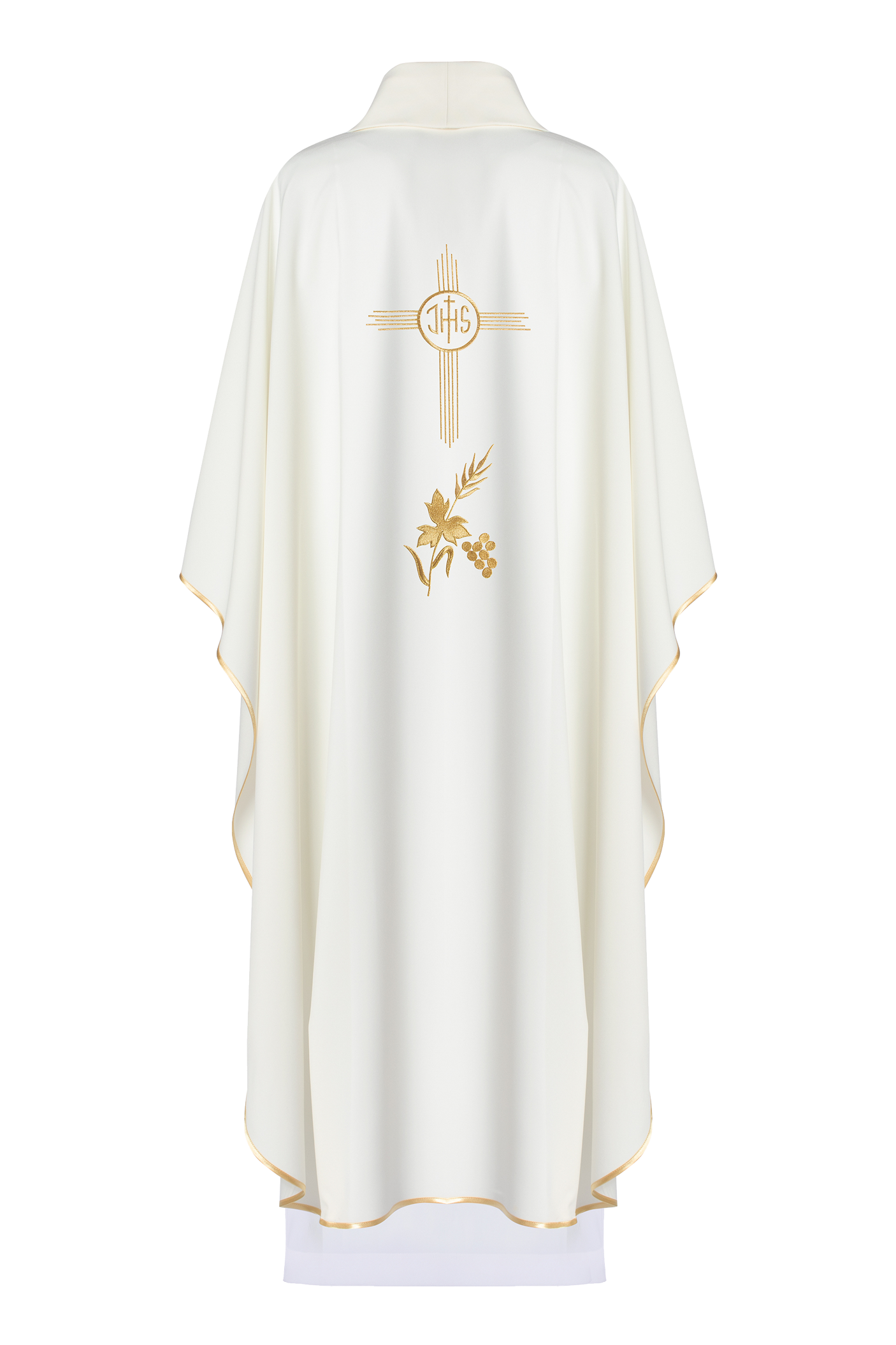 Chasuble with IHS embroidery in ecru