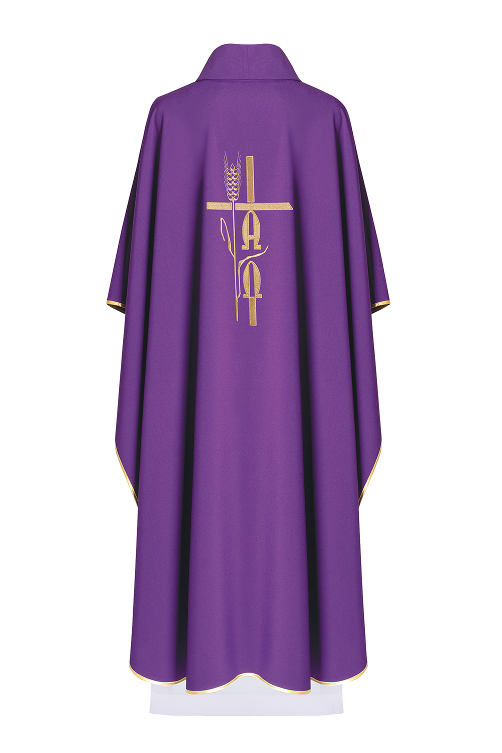 Purple chasuble with Alpha Omega embroidery