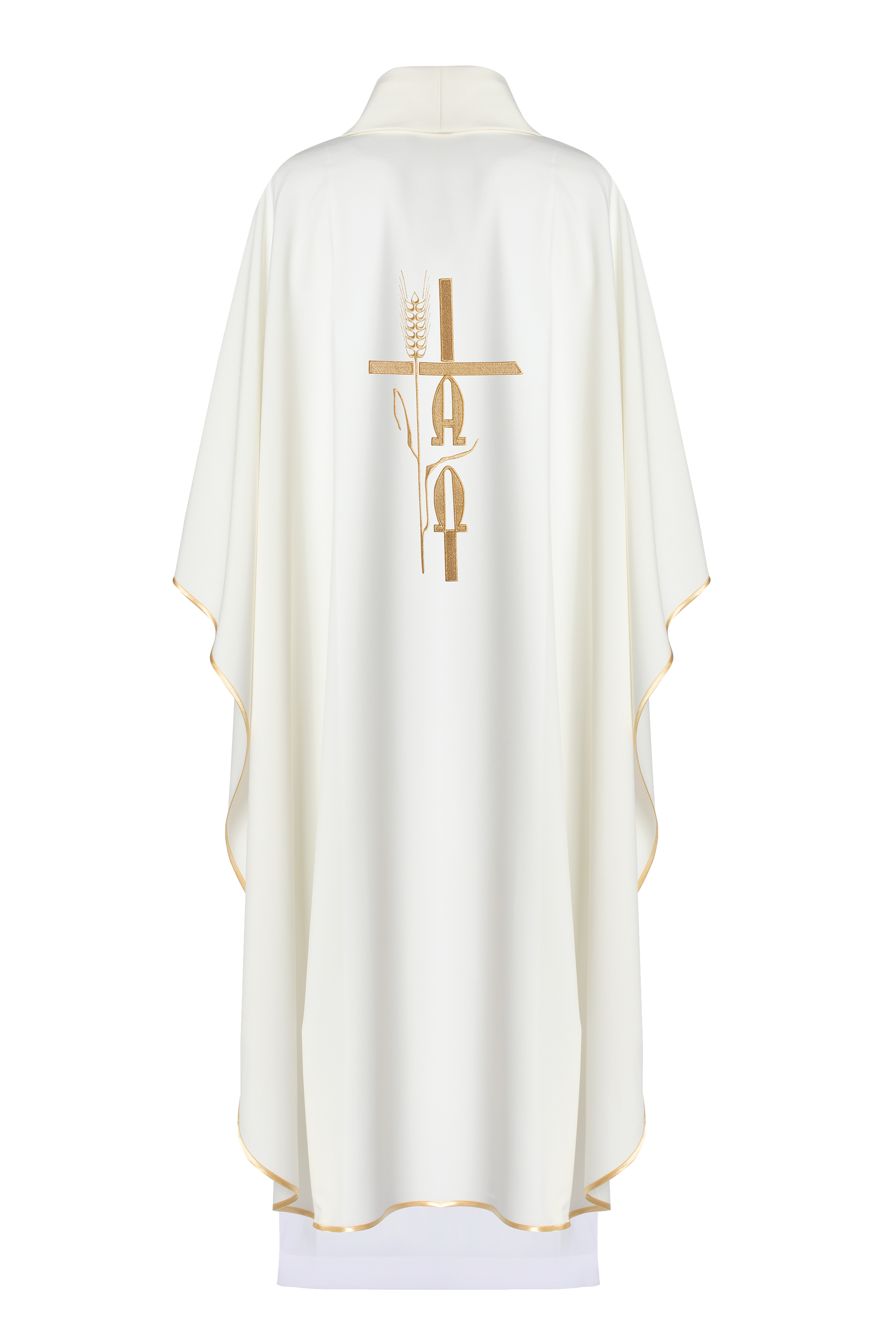 Chasuble with Alpha Omega embroidery in ecru