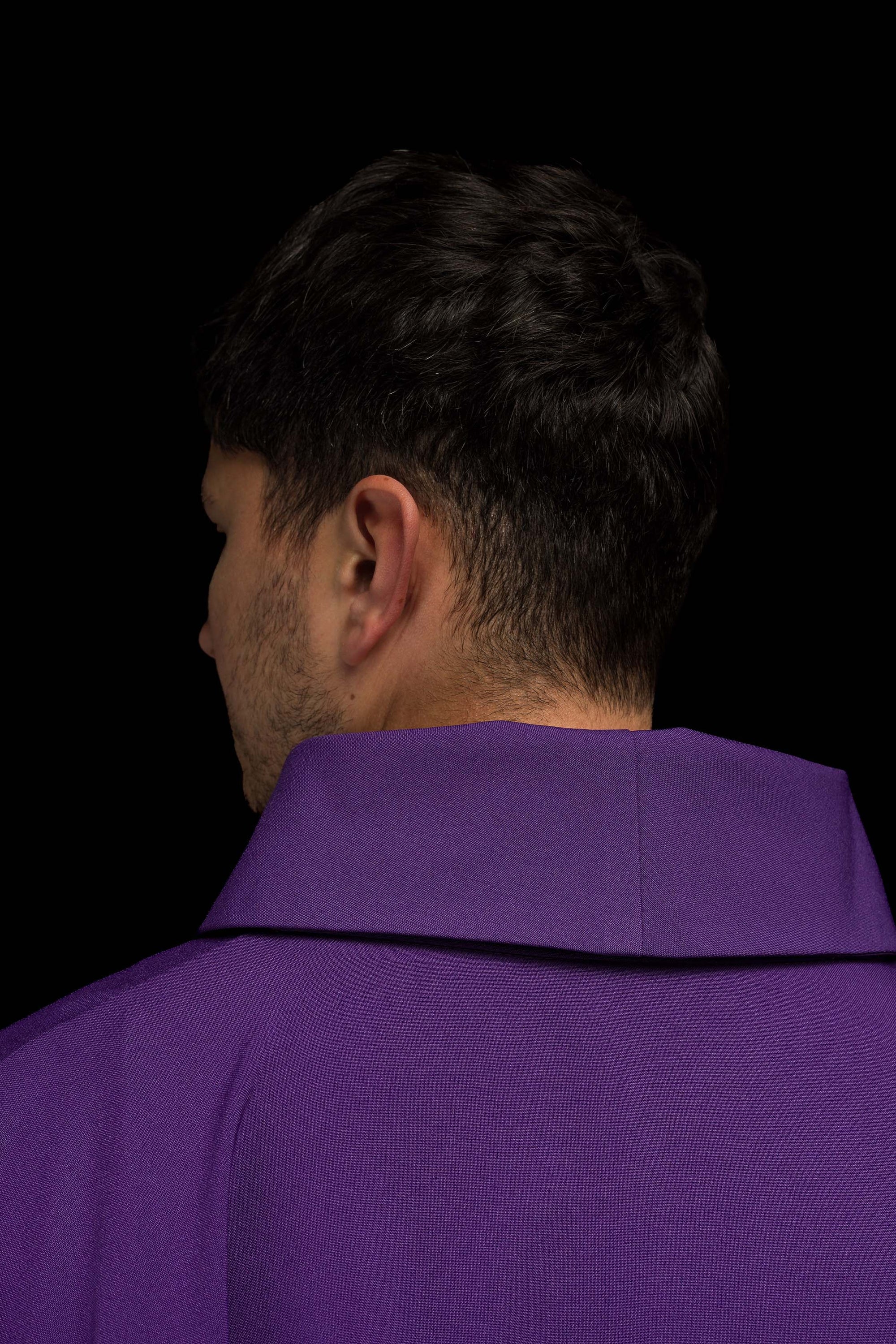 Purple embroidered chasuble with IHS Cross