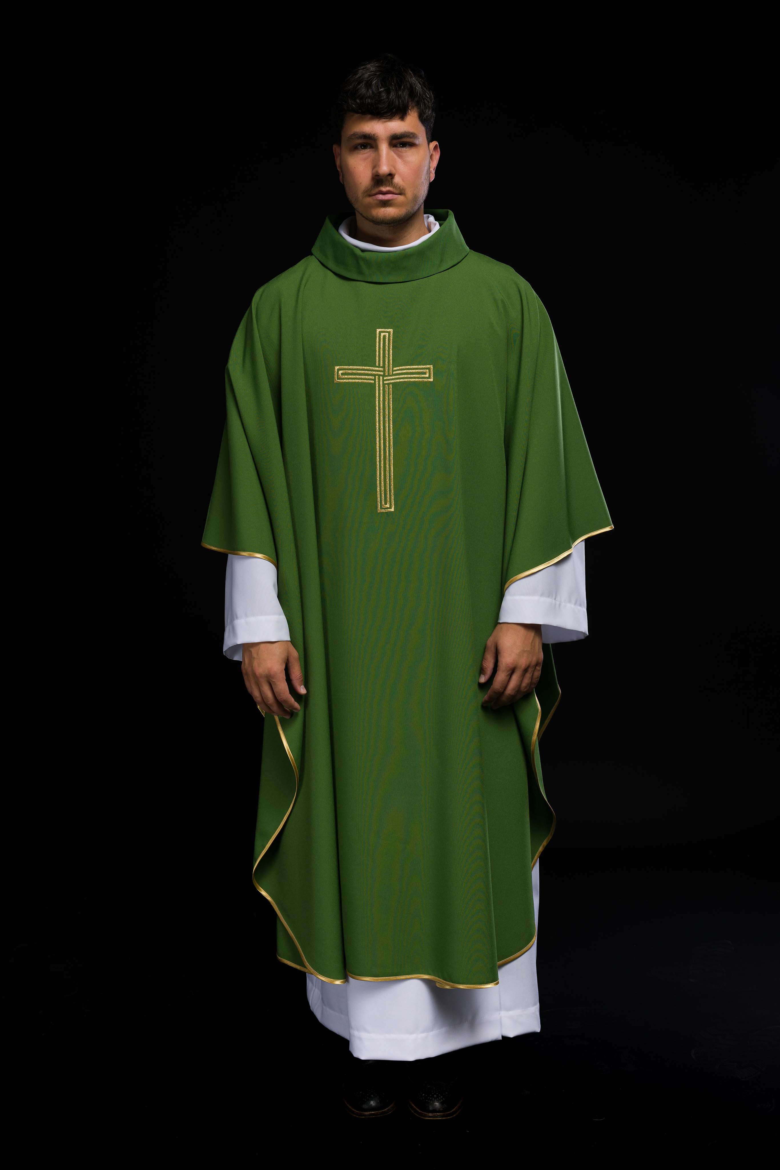Green embroidered chasuble with Cross