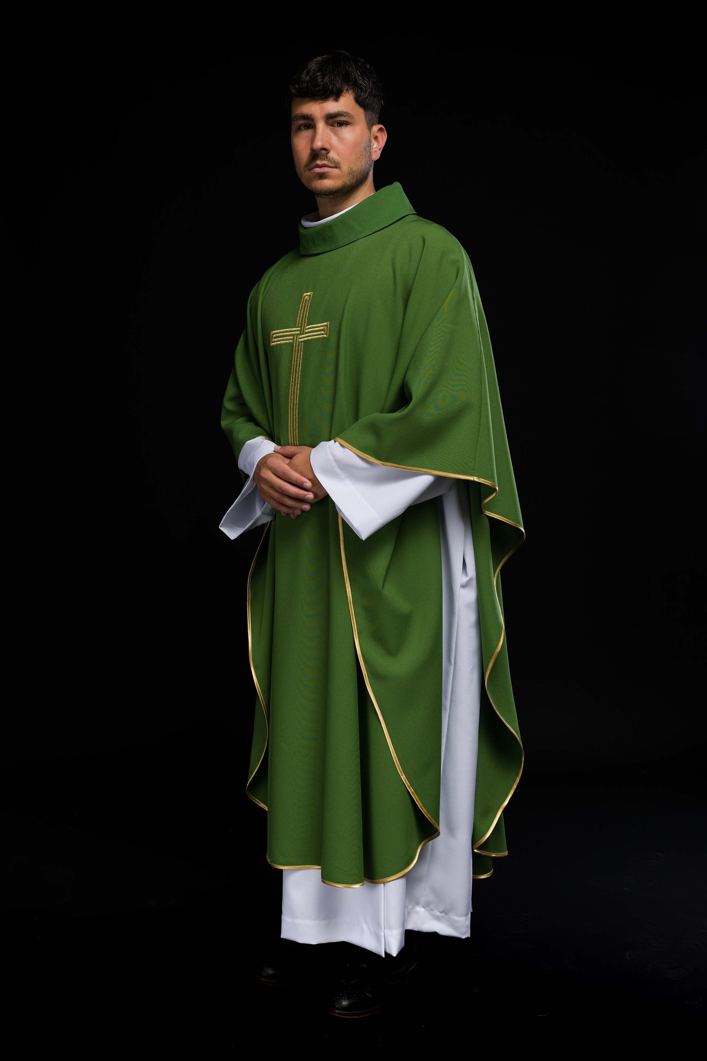 Green embroidered chasuble with Cross