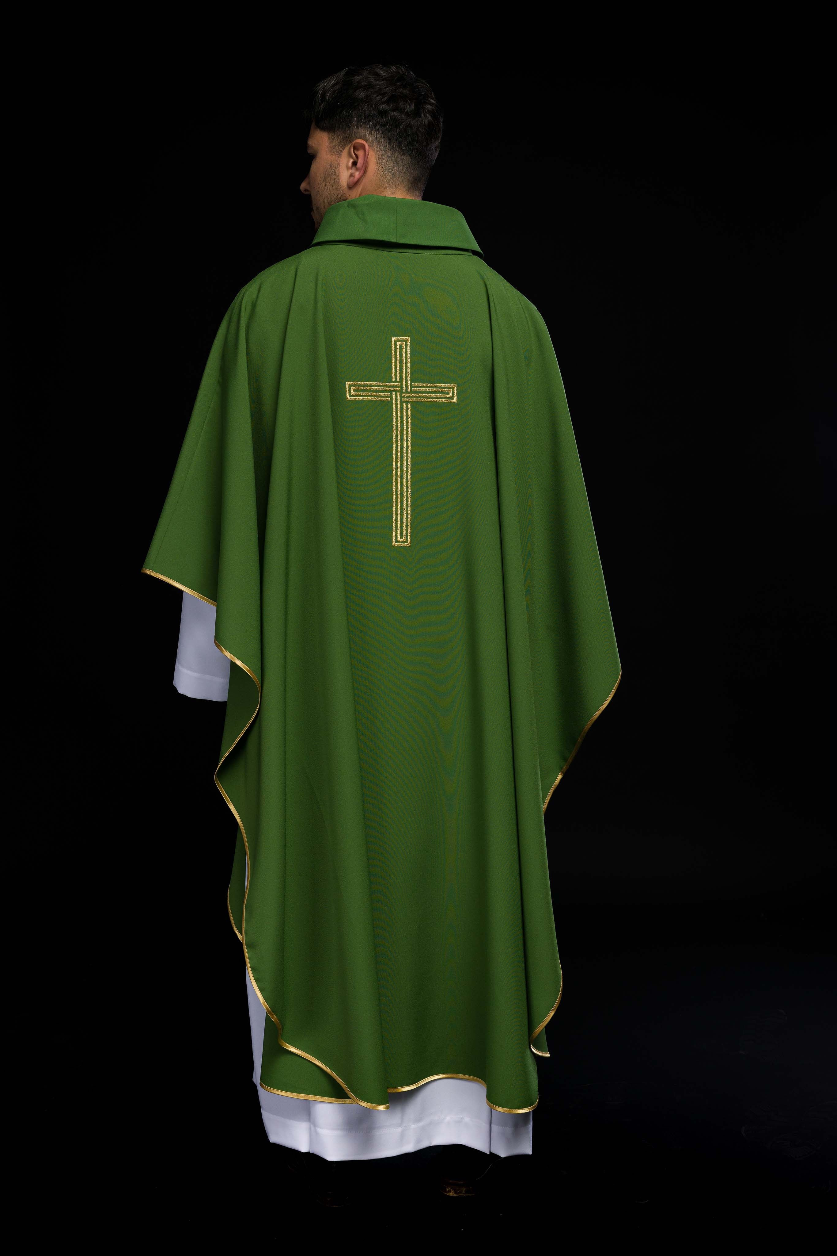 Green embroidered chasuble with Cross
