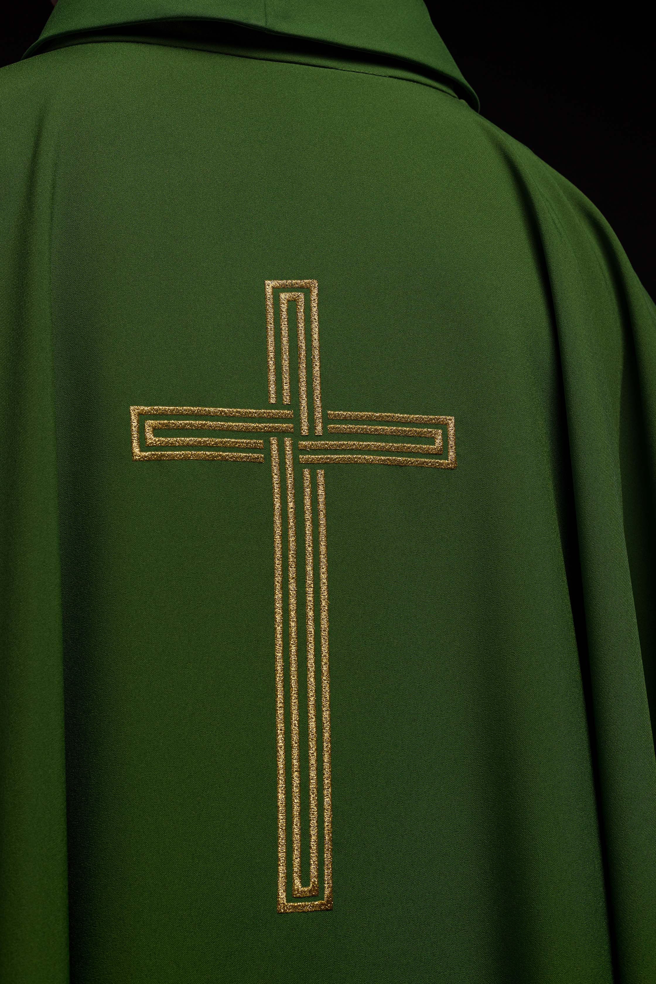 Green embroidered chasuble with Cross