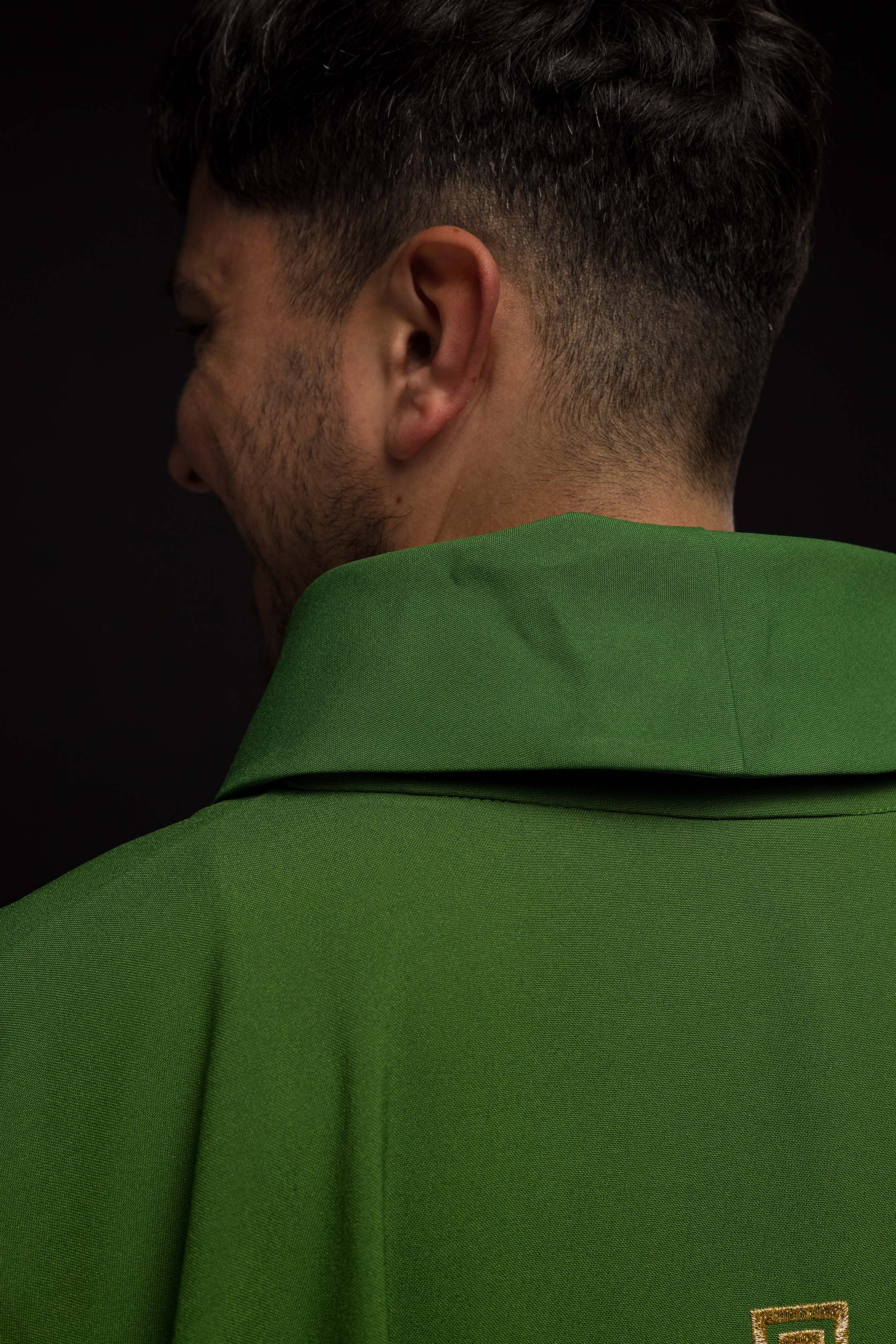 Green embroidered chasuble with Cross