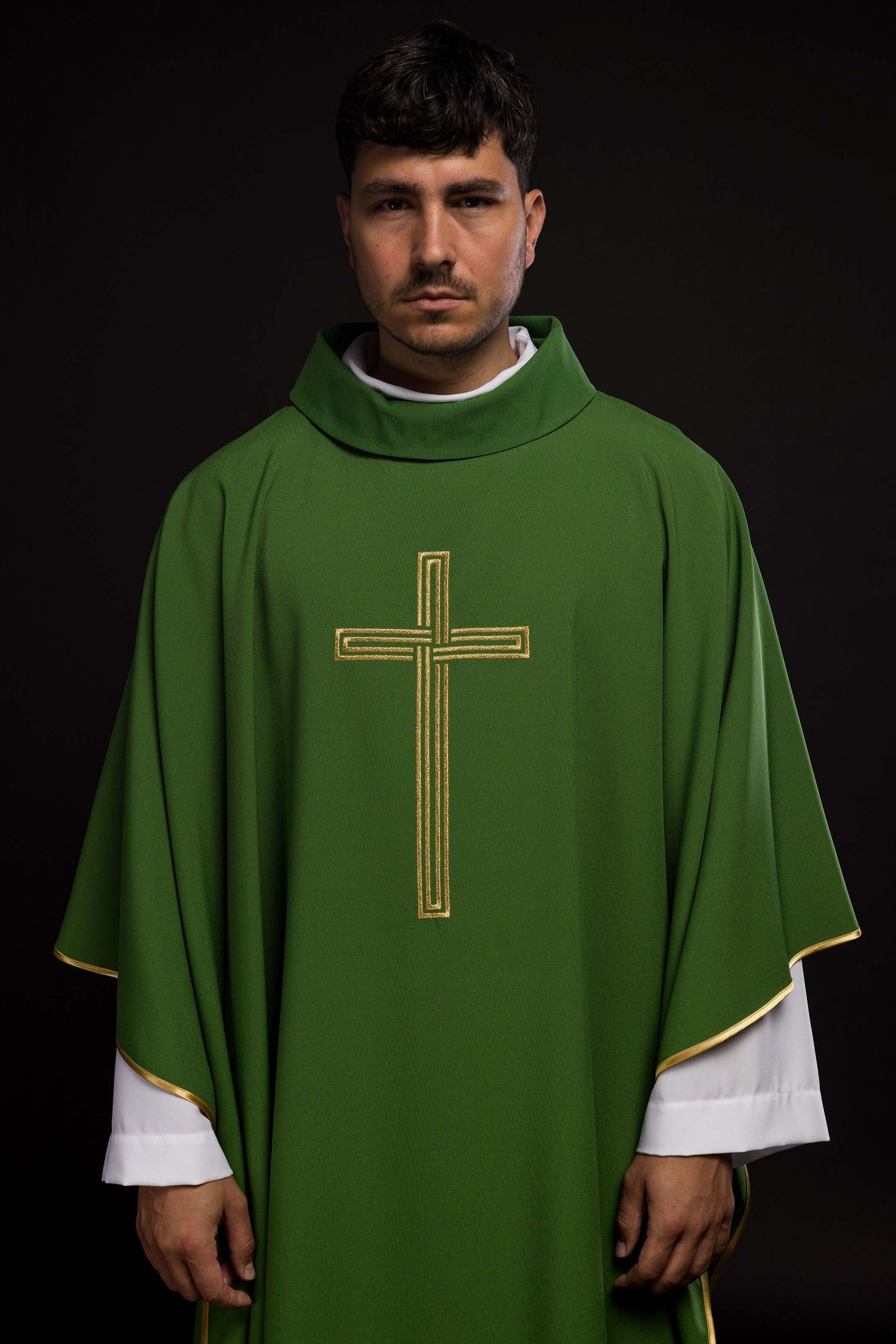 Green embroidered chasuble with Cross