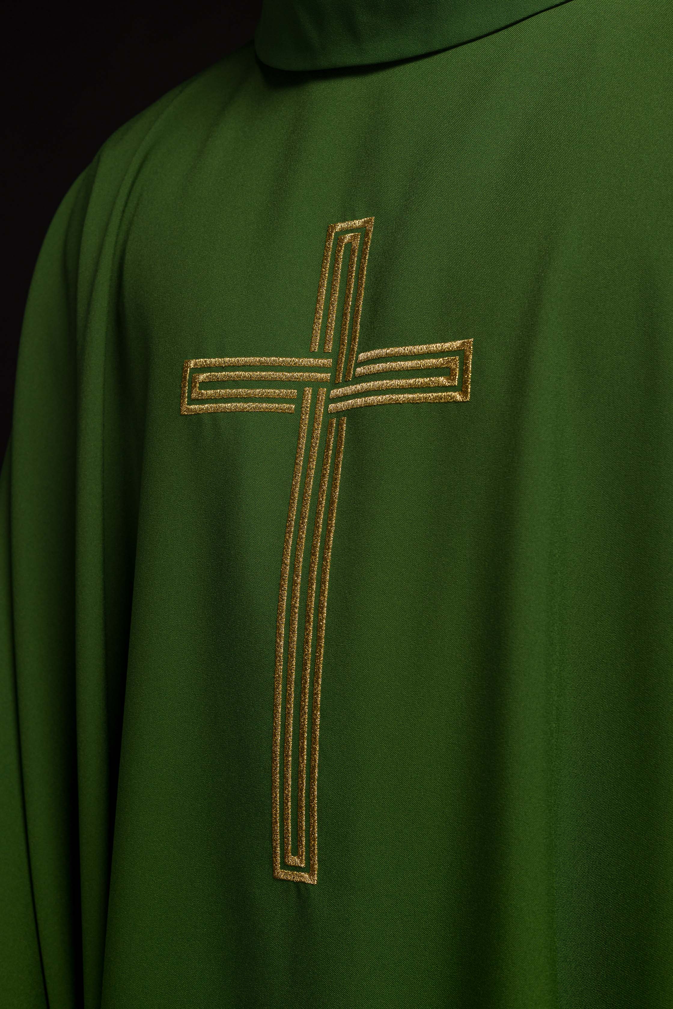 Green embroidered chasuble with Cross