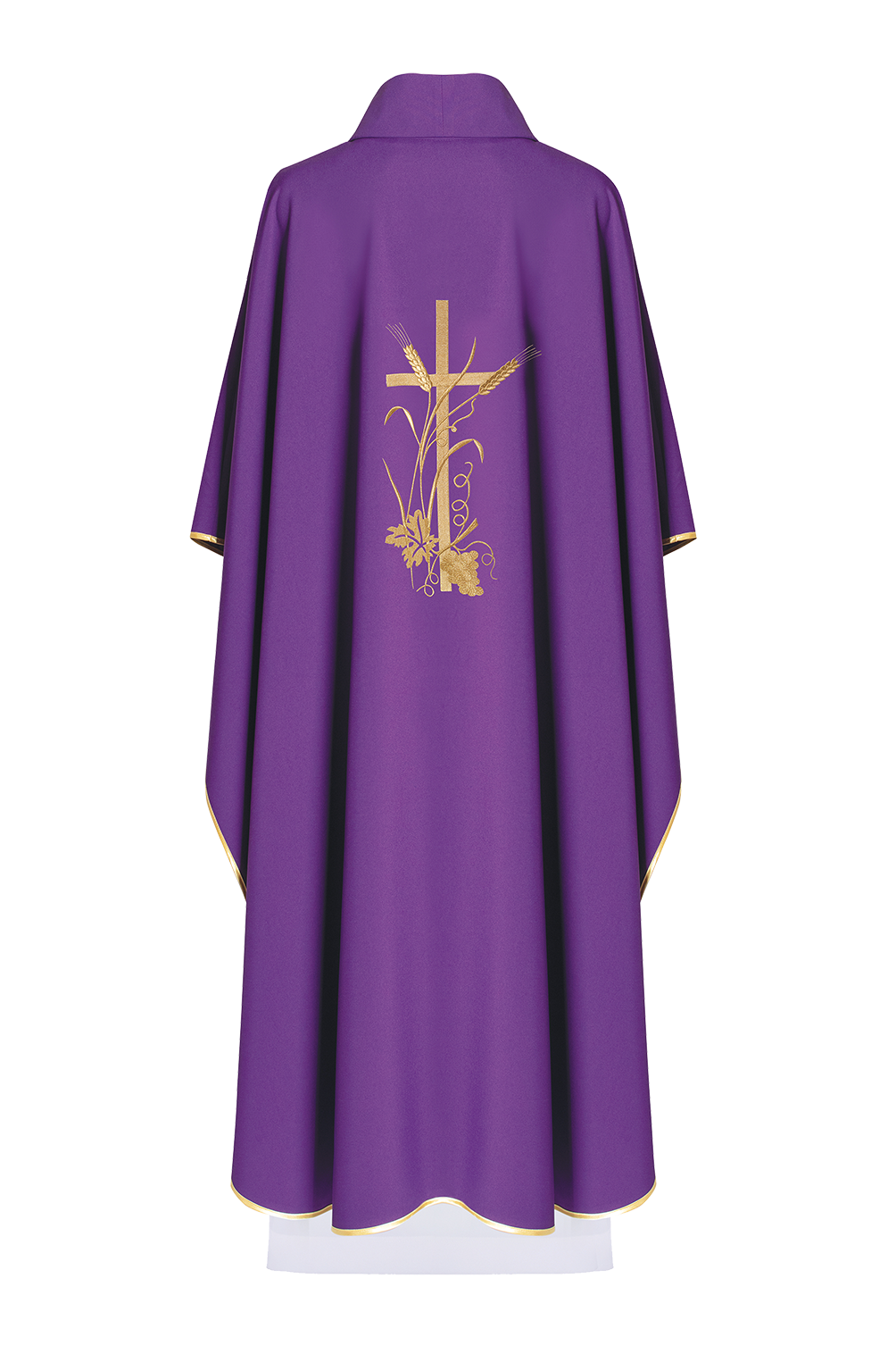 Purple chasuble with gold cross embroidery