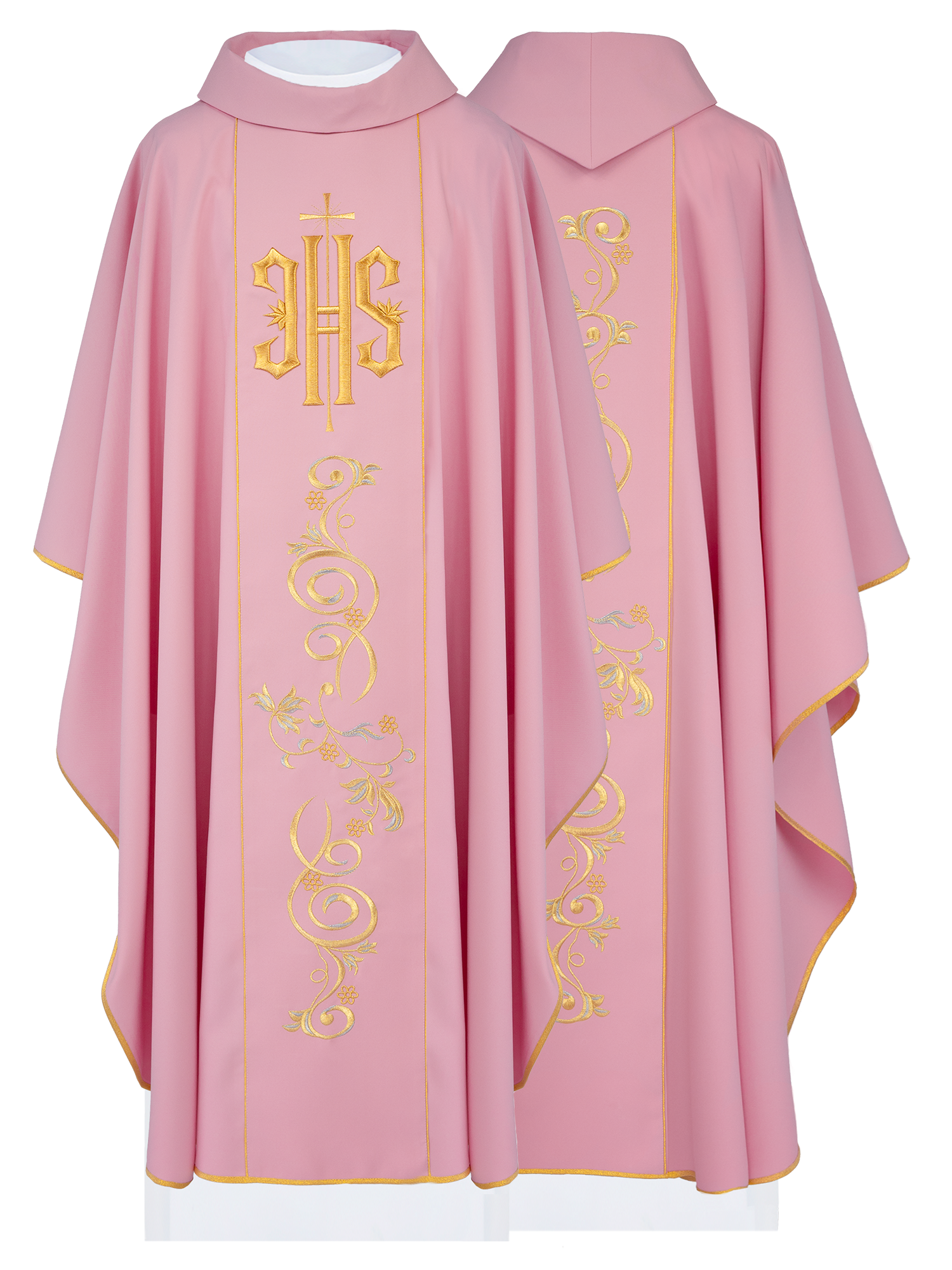 Pink IHS embroidered chasuble