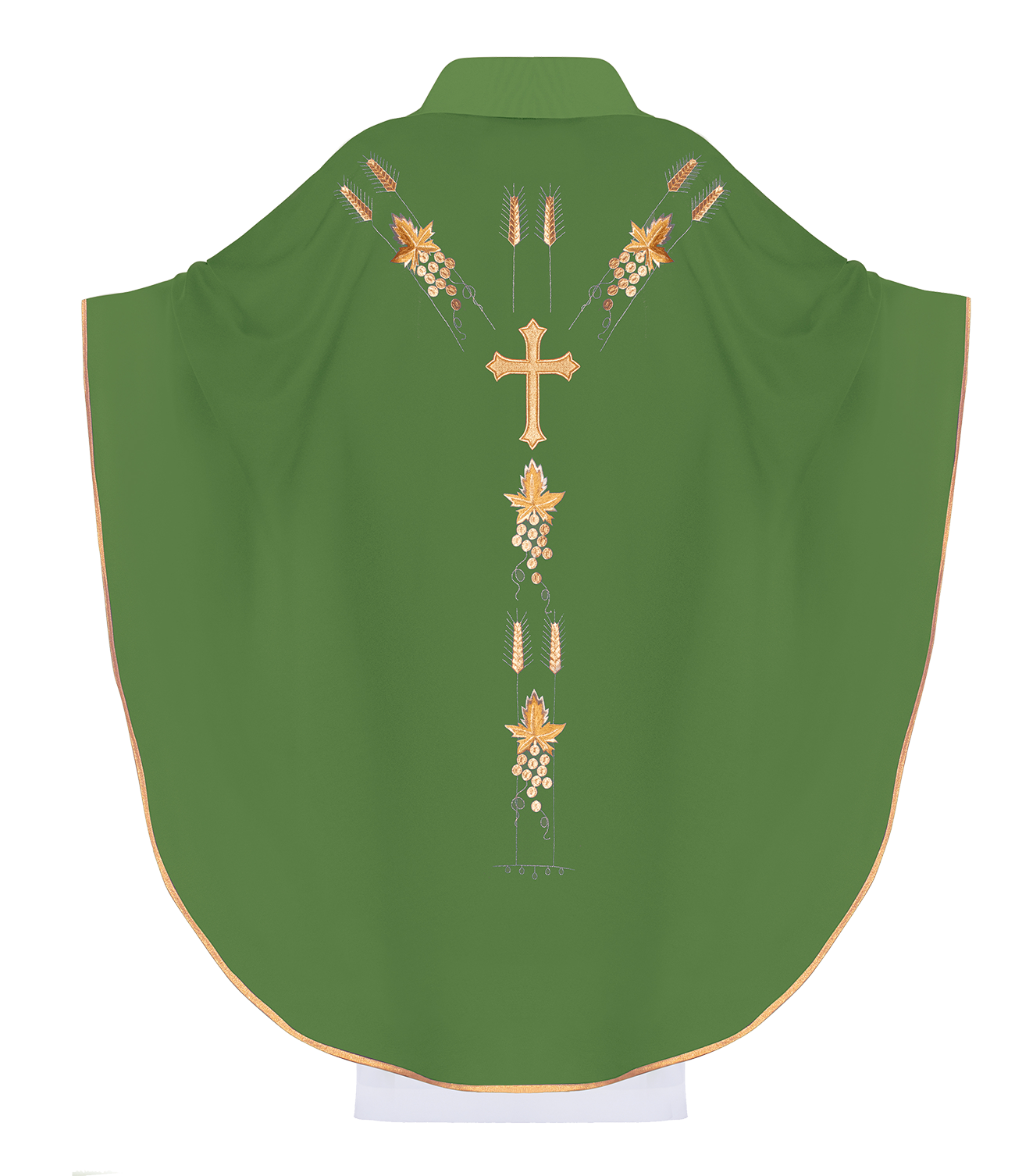 Embroidered chasuble with IHS symbol grapes Green