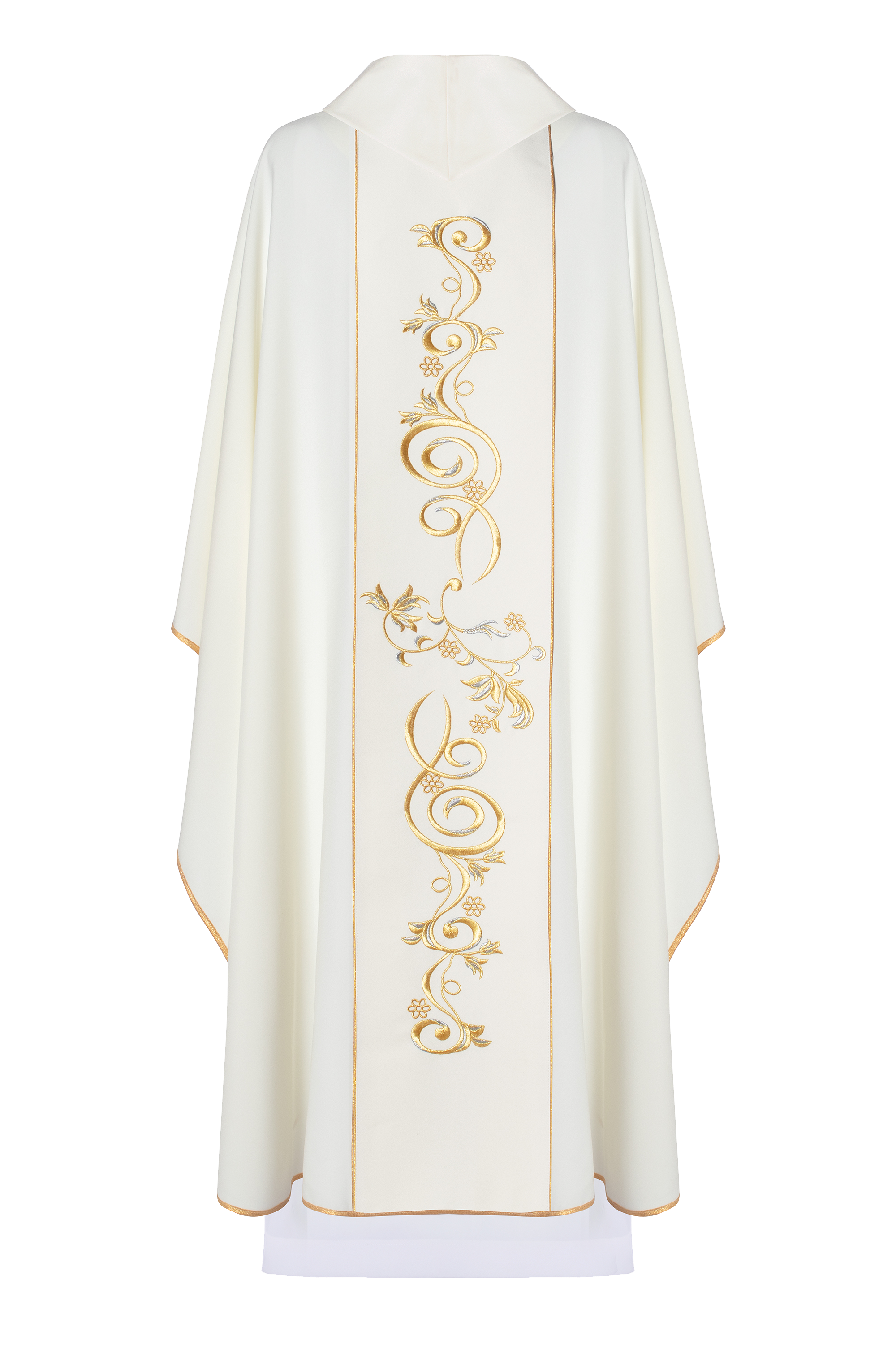 Marian liturgical chasuble with ecru embroidered belt