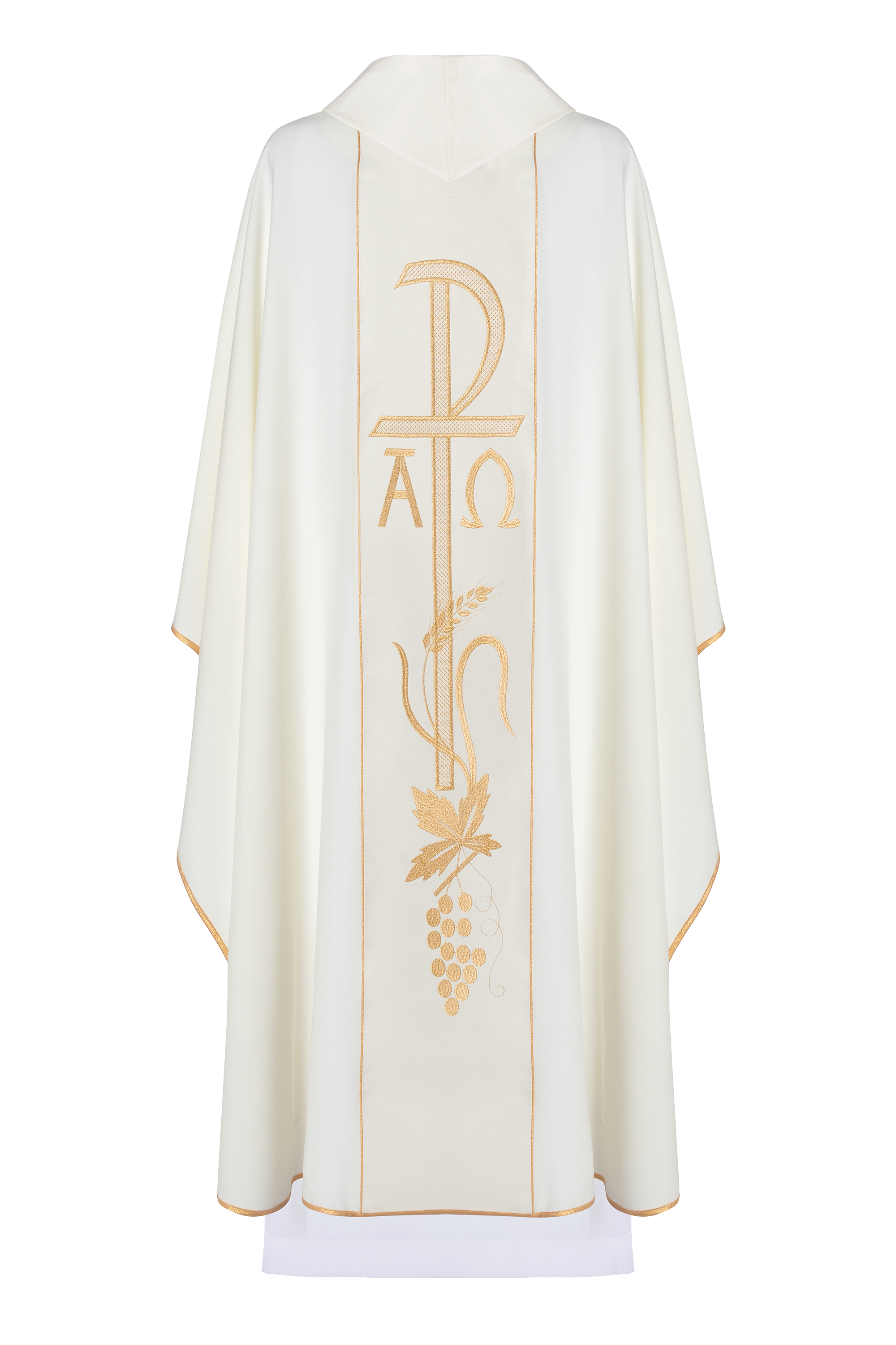 Chasuble with Alpha and Omega embroidery on ecru belt