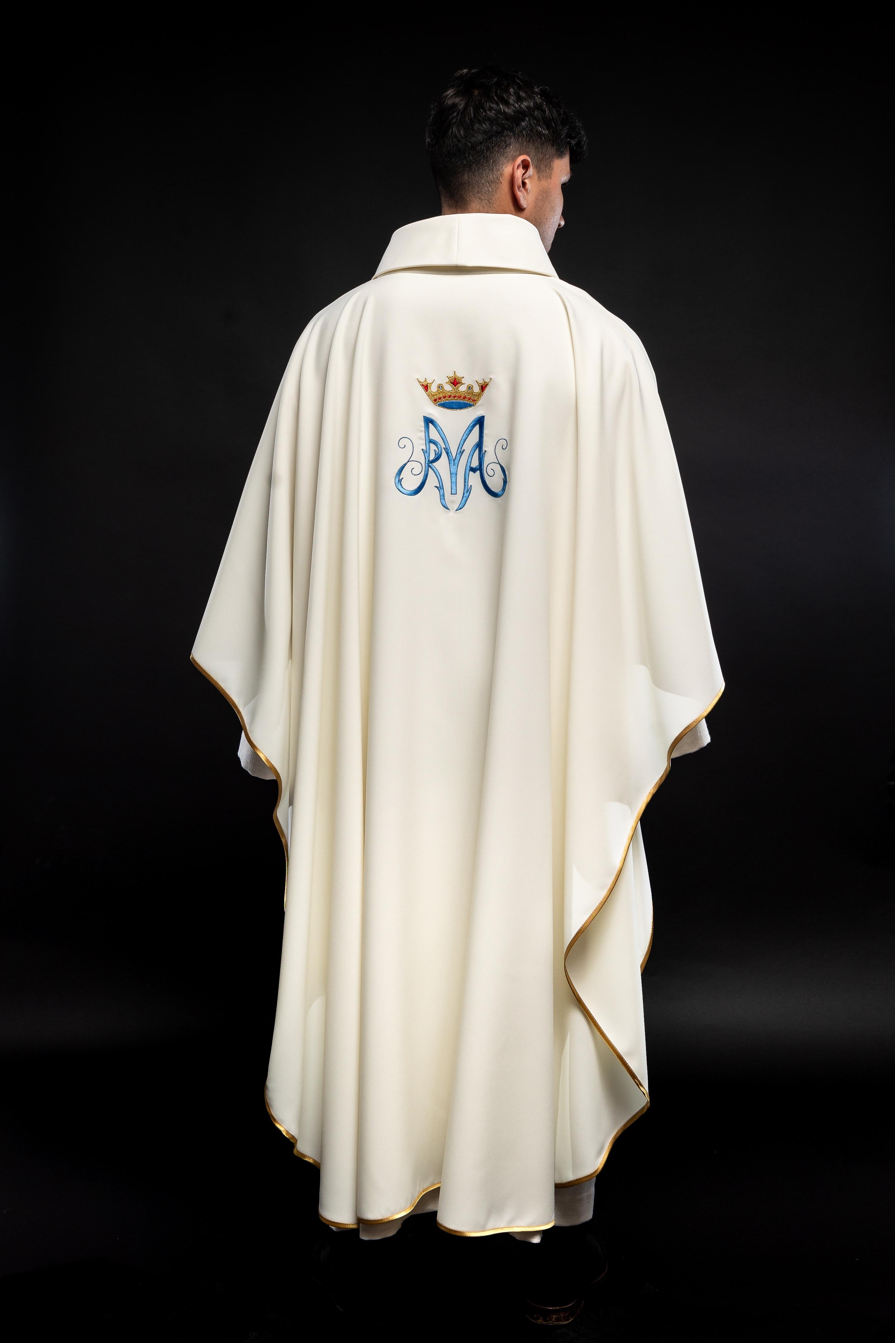 Marian liturgical chasuble in ecru