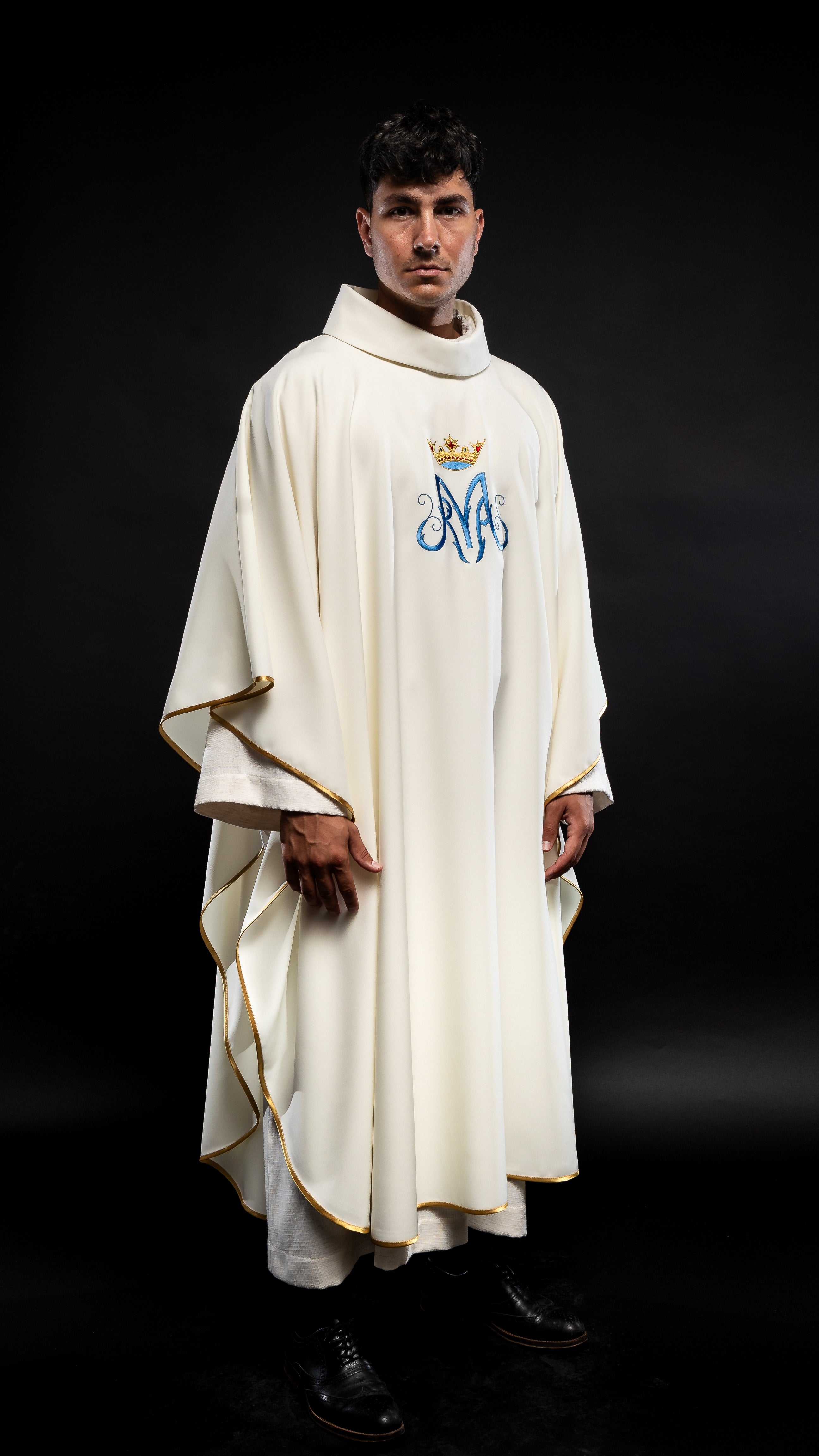 White Marian liturgical chasuble