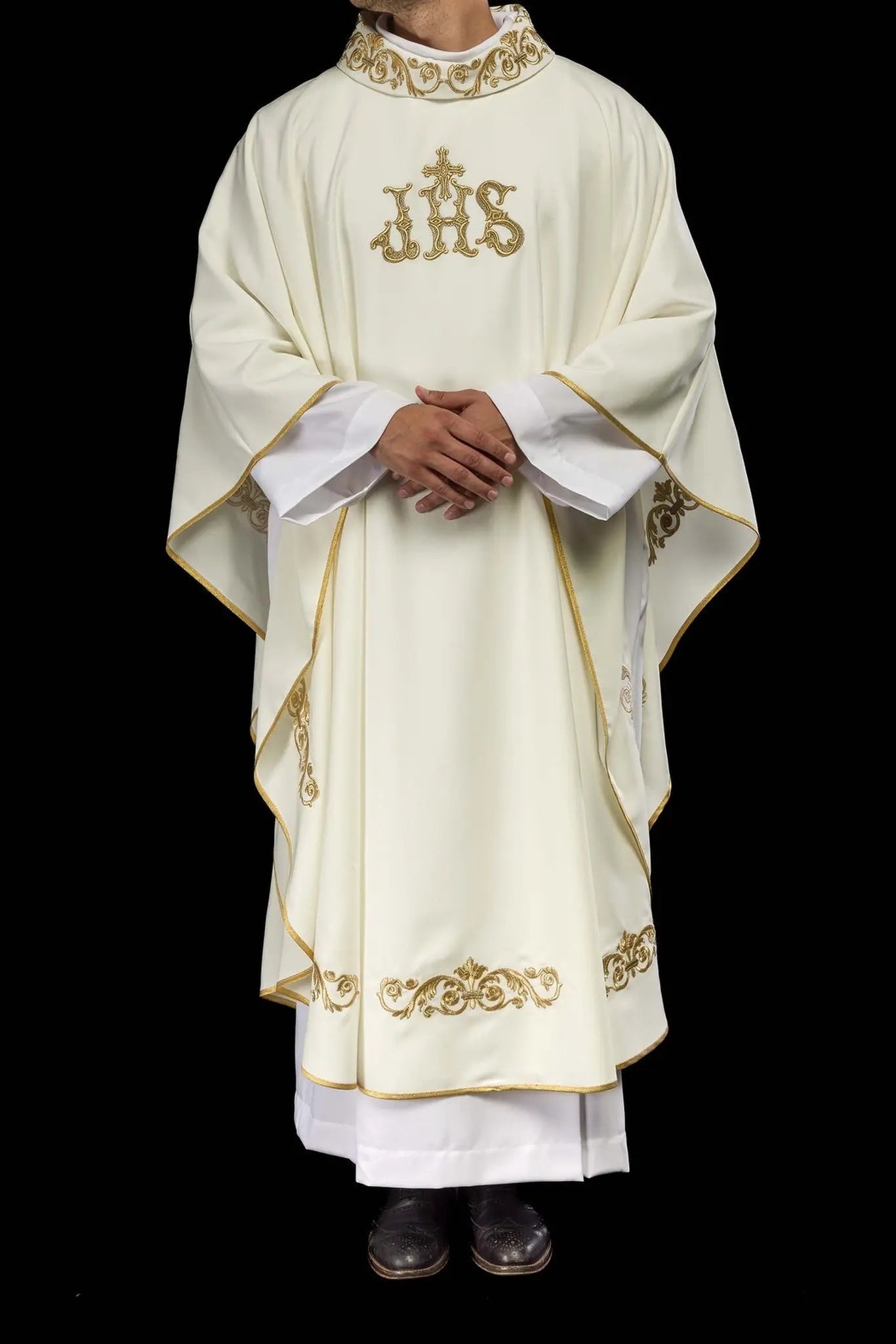 Chasuble with decorated trim and IHS motif