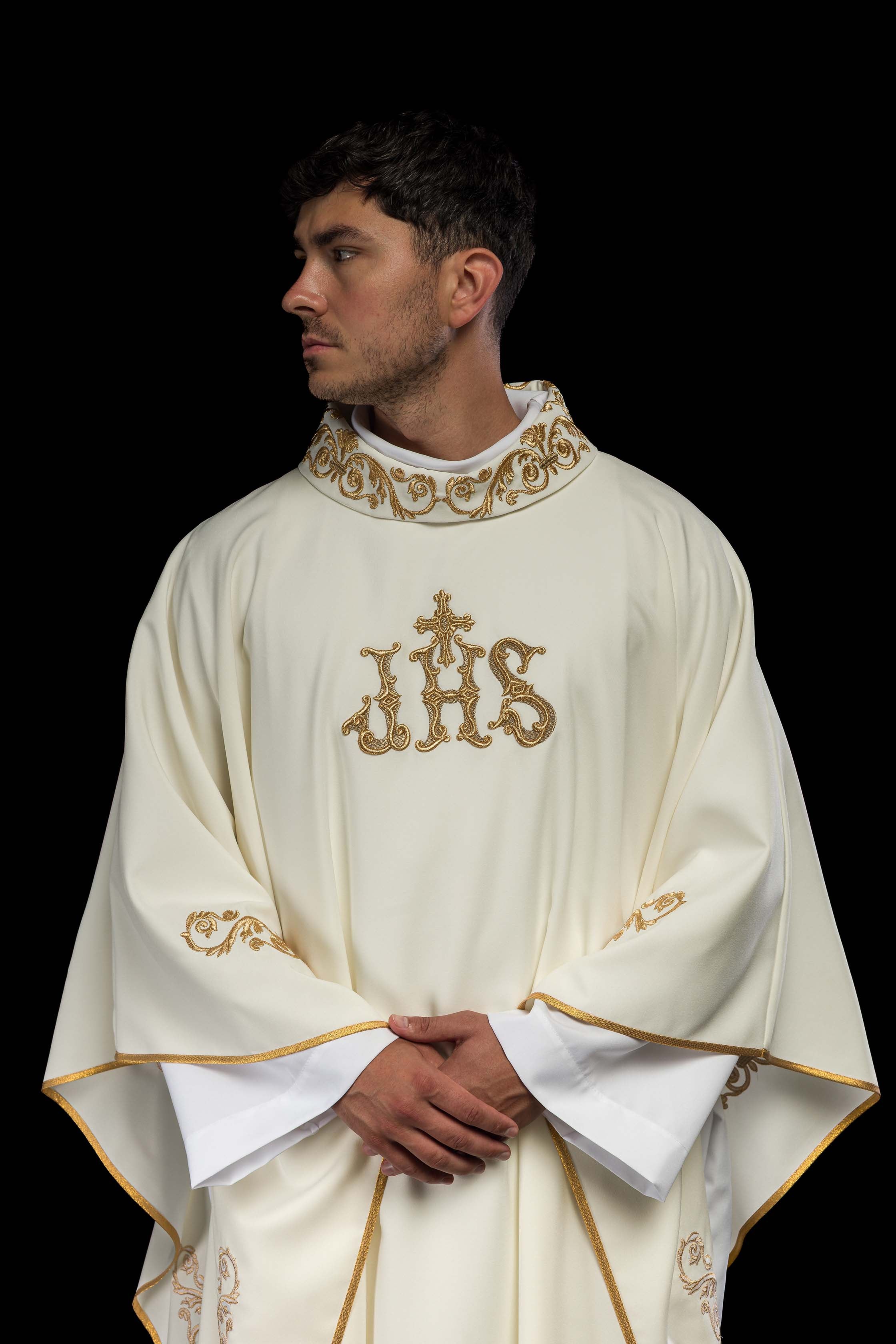 Chasuble with decorated trim and IHS motif