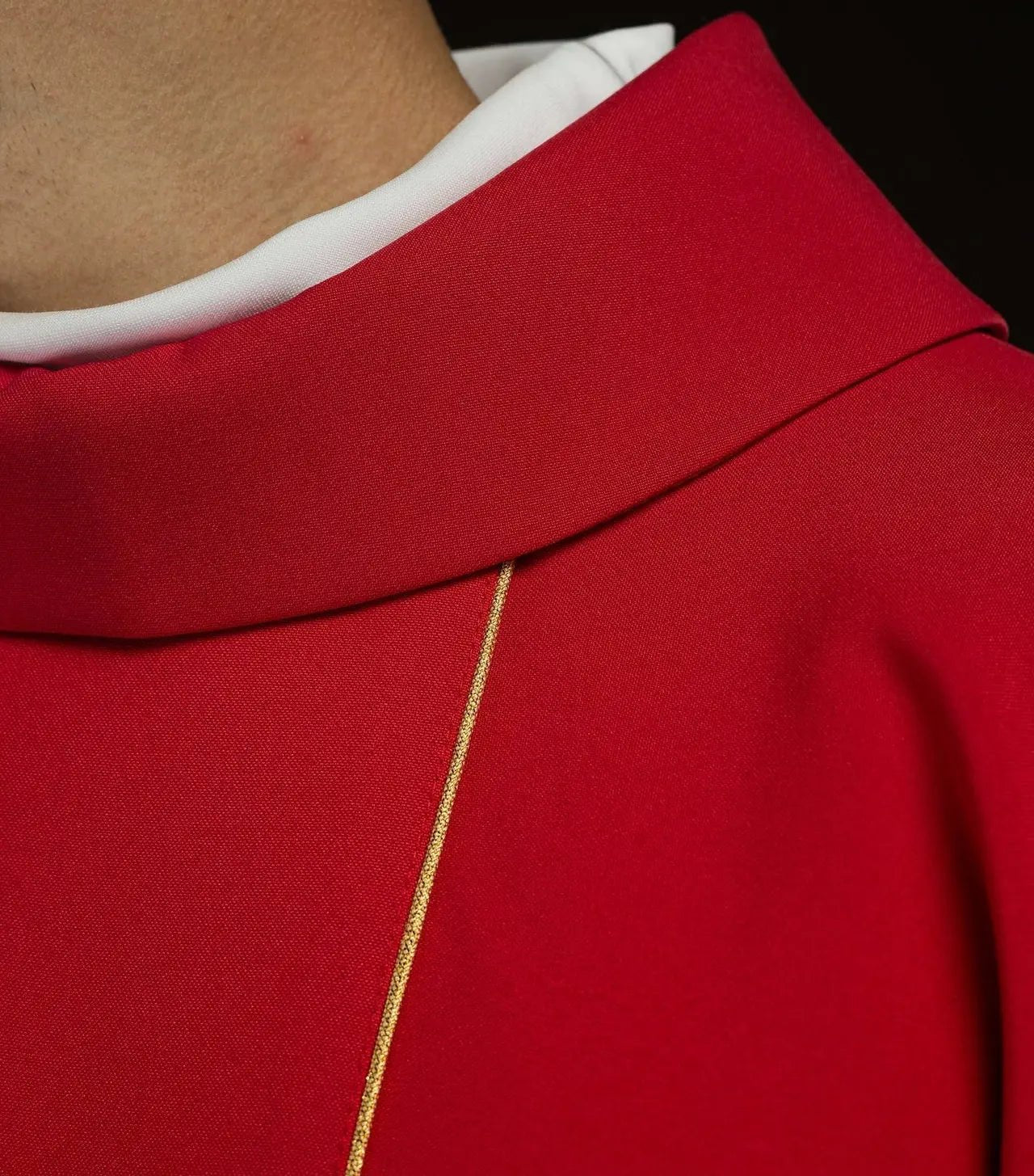 Red IHS embroidered chasuble with ornaments