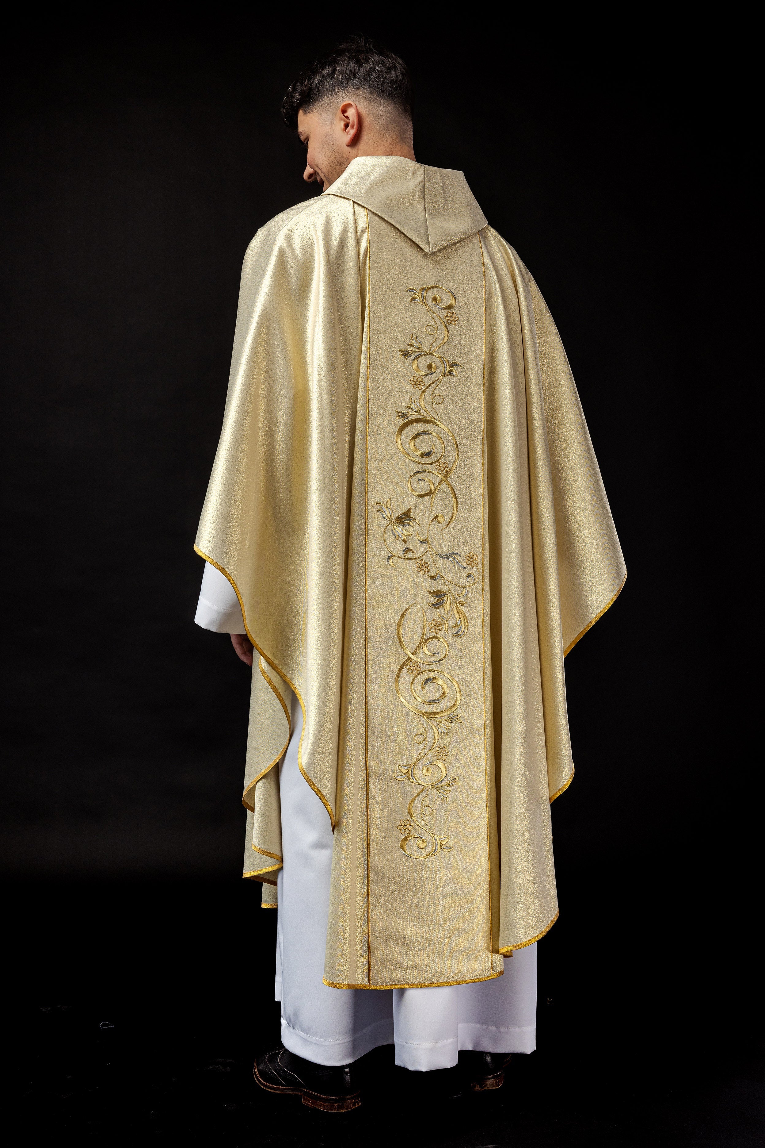 Glittering chasuble with the image of the Holy Family