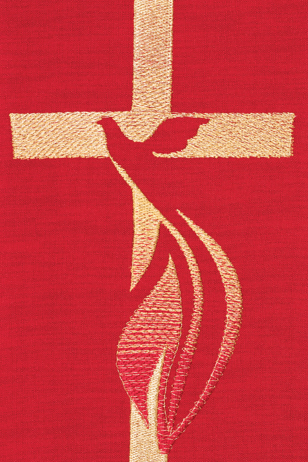 Red chasuble with Holy Spirit embroidery