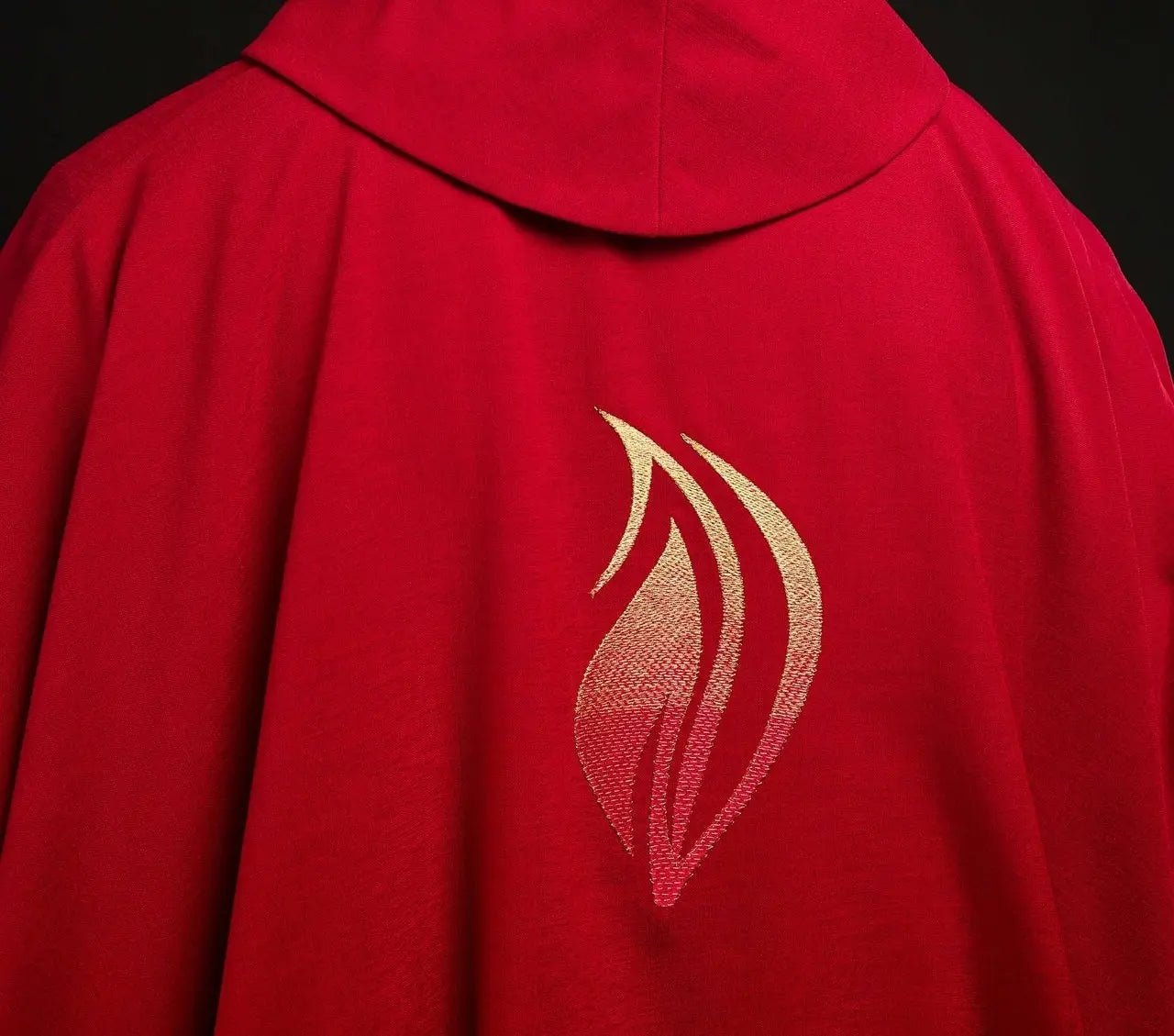 Red chasuble with Holy Spirit embroidery