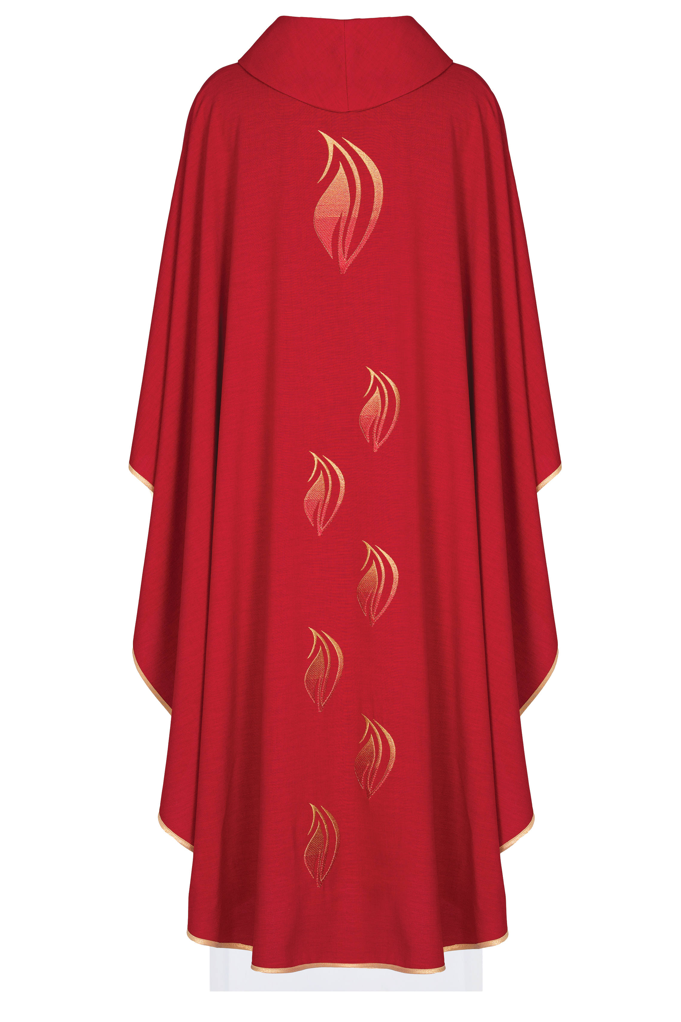 Red chasuble with Holy Spirit embroidery