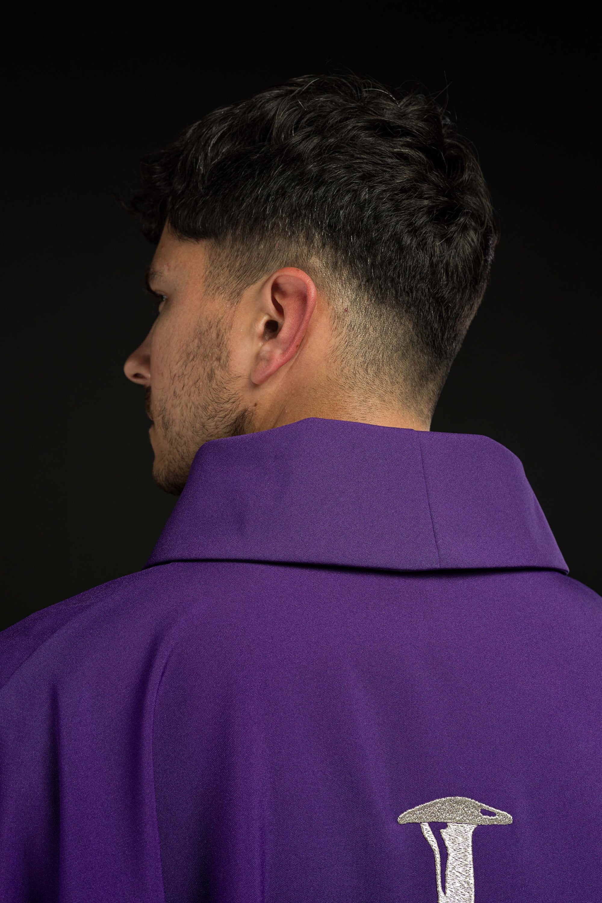 Purple chasuble with silver embroidered Cross for Lent