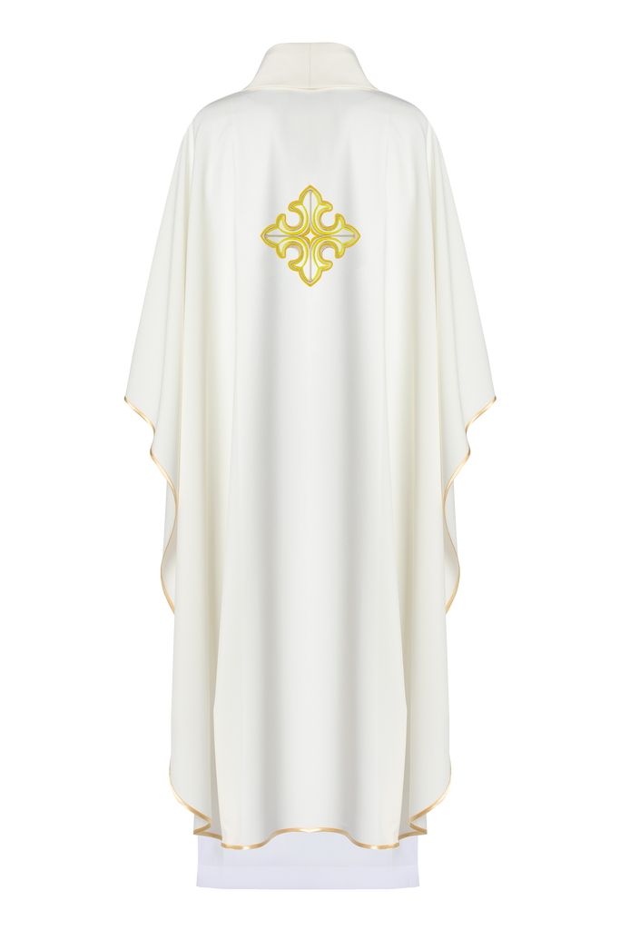 Cream-coloured chasuble with cross embroidery