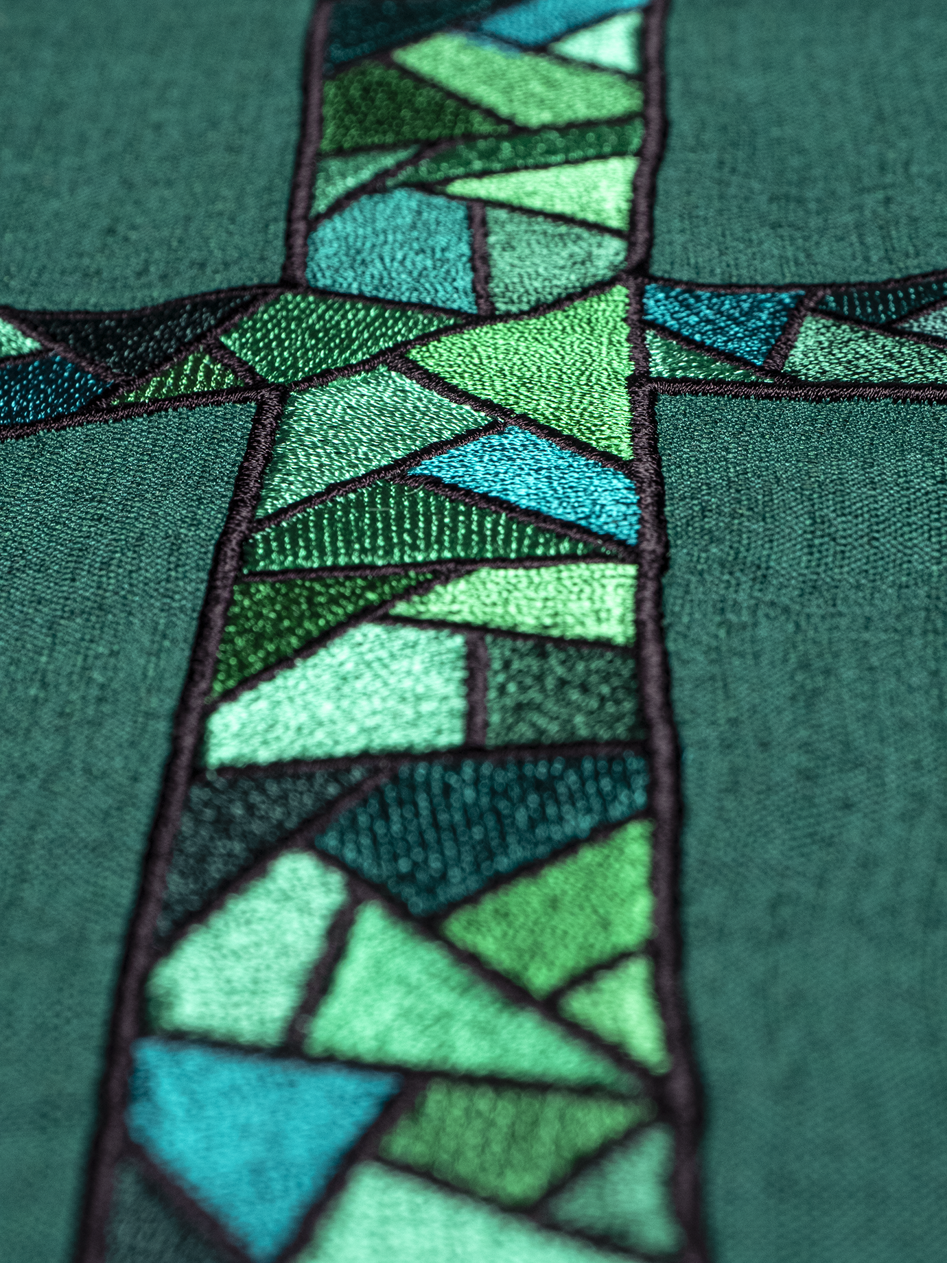 Embroidered chasuble Green with Cross Mosaic