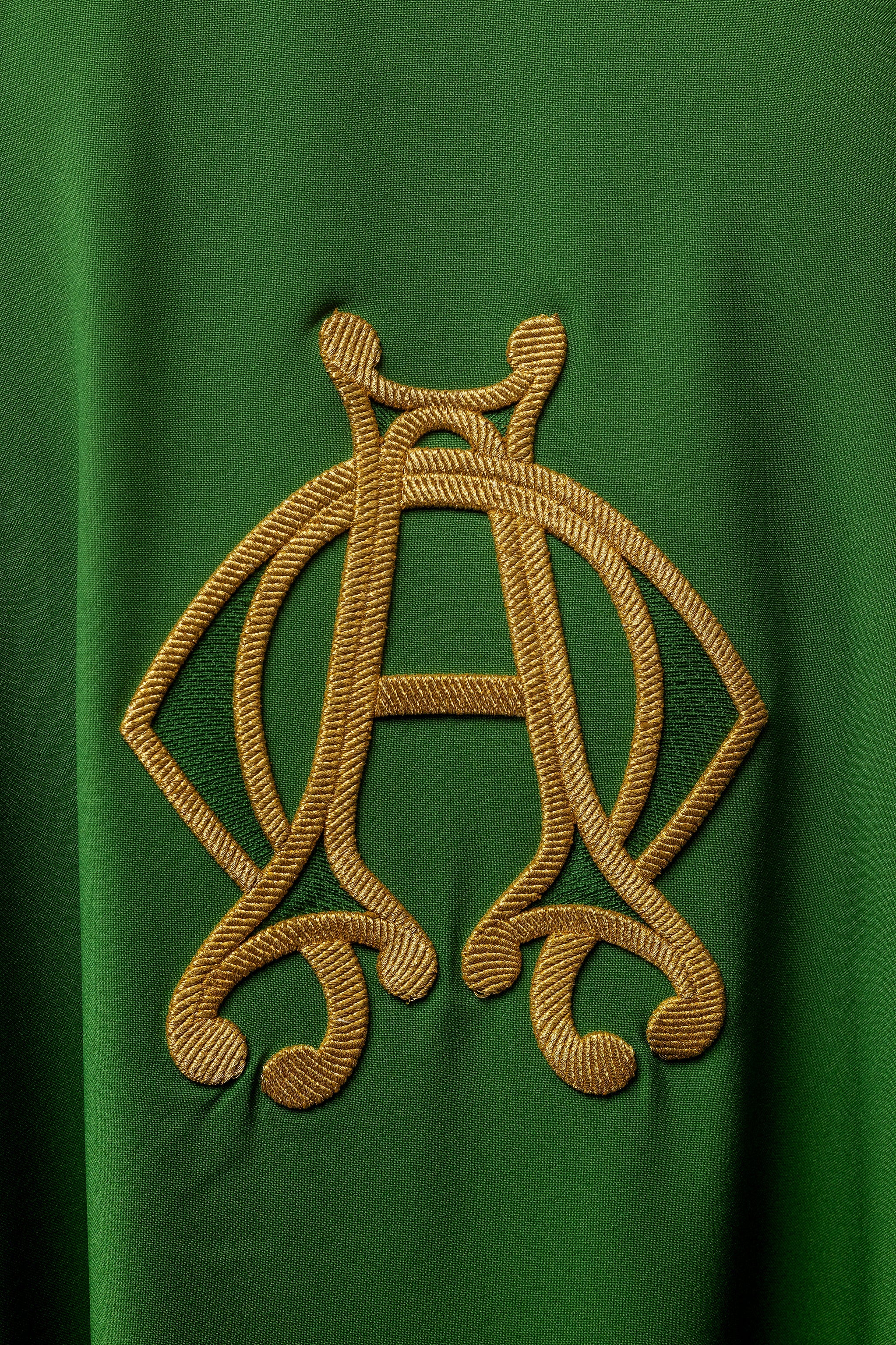 Embroidered chasuble Green Alpha and Omega