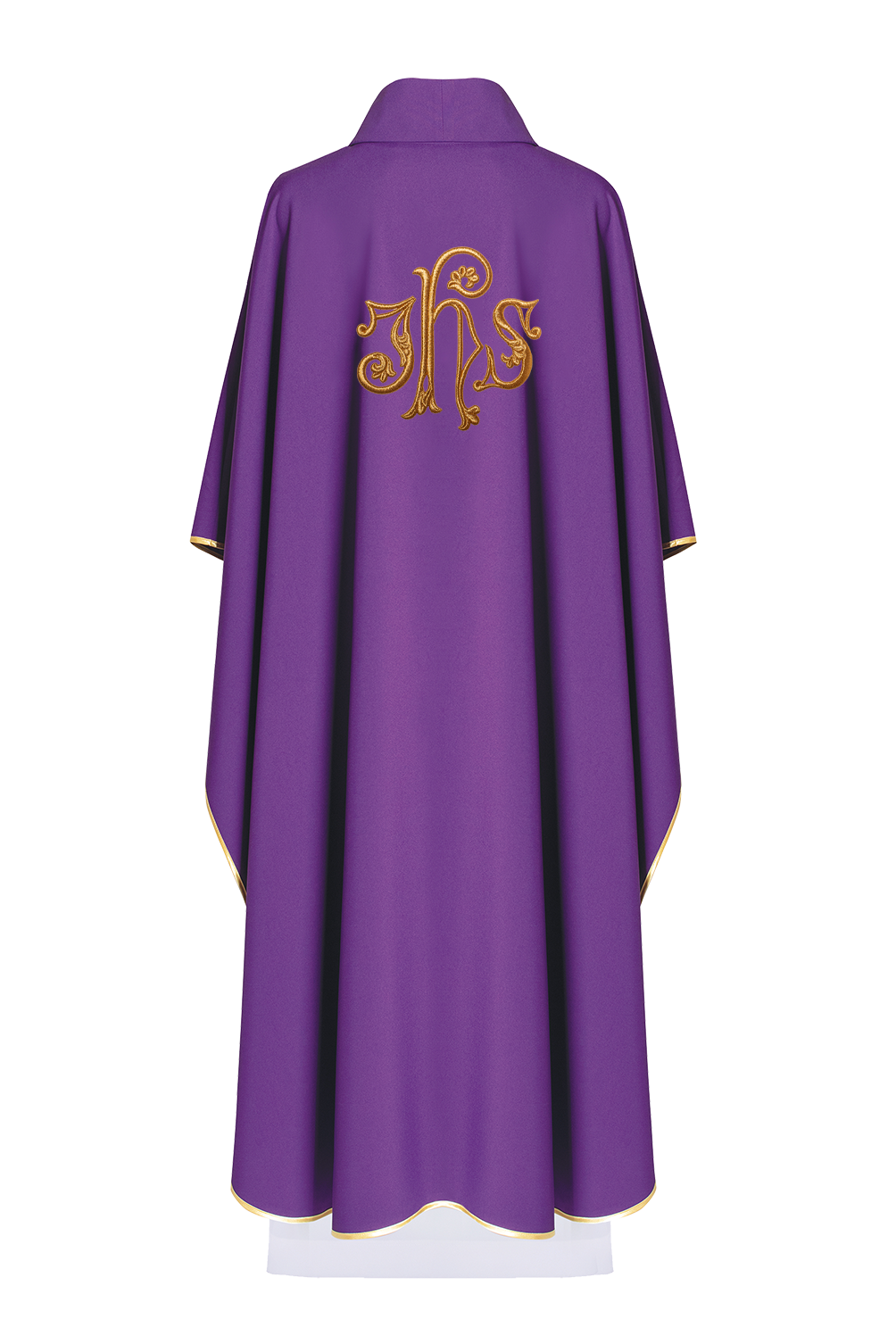 Embroidered chasuble with IHS symbol Purple