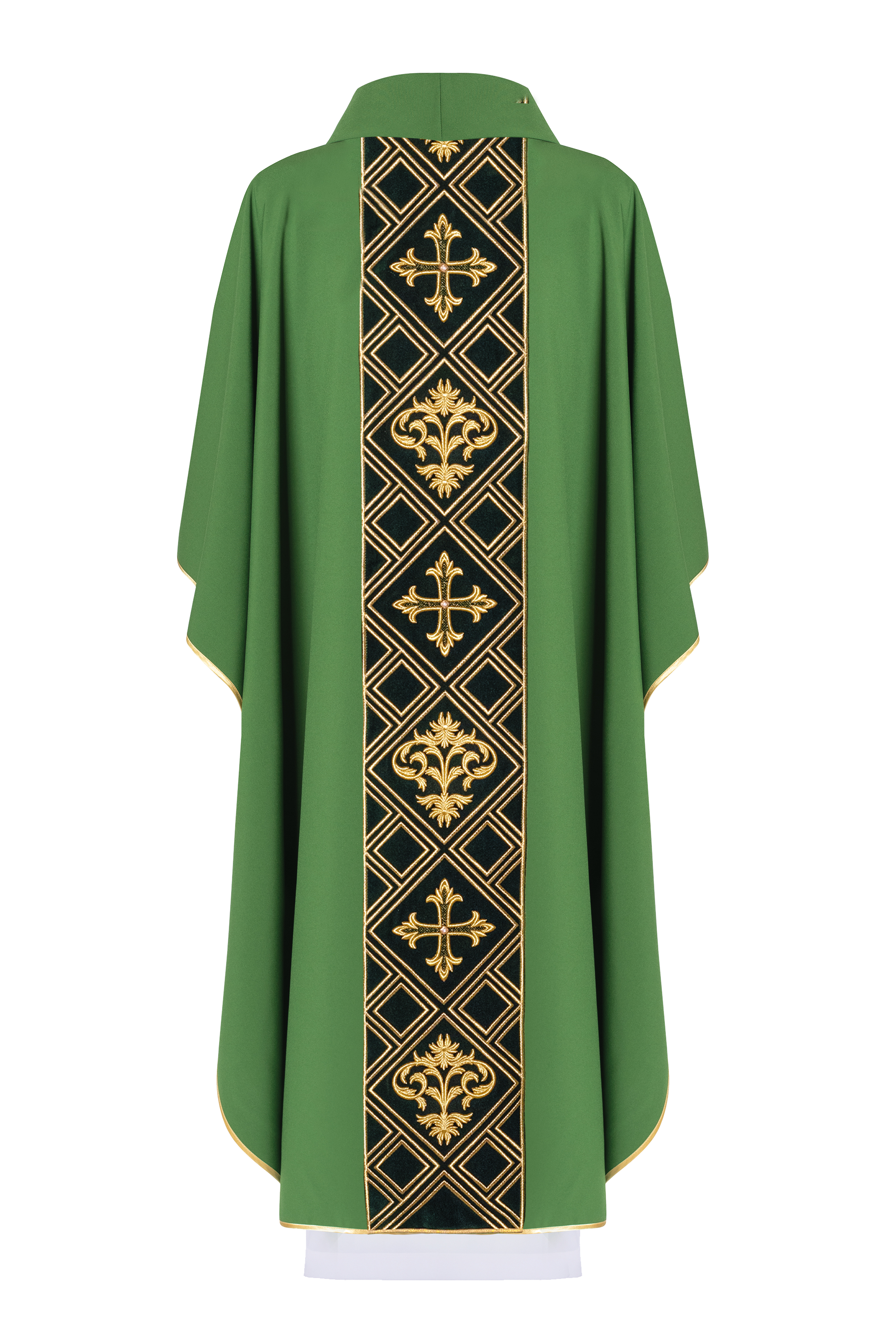 Chasuble with dark green belt made of velvet