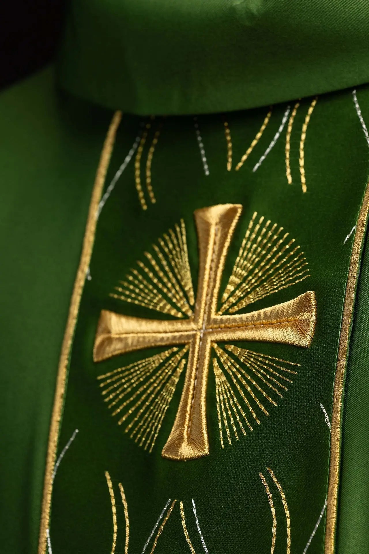 Green Chasuble with Gold Cross Embroidery