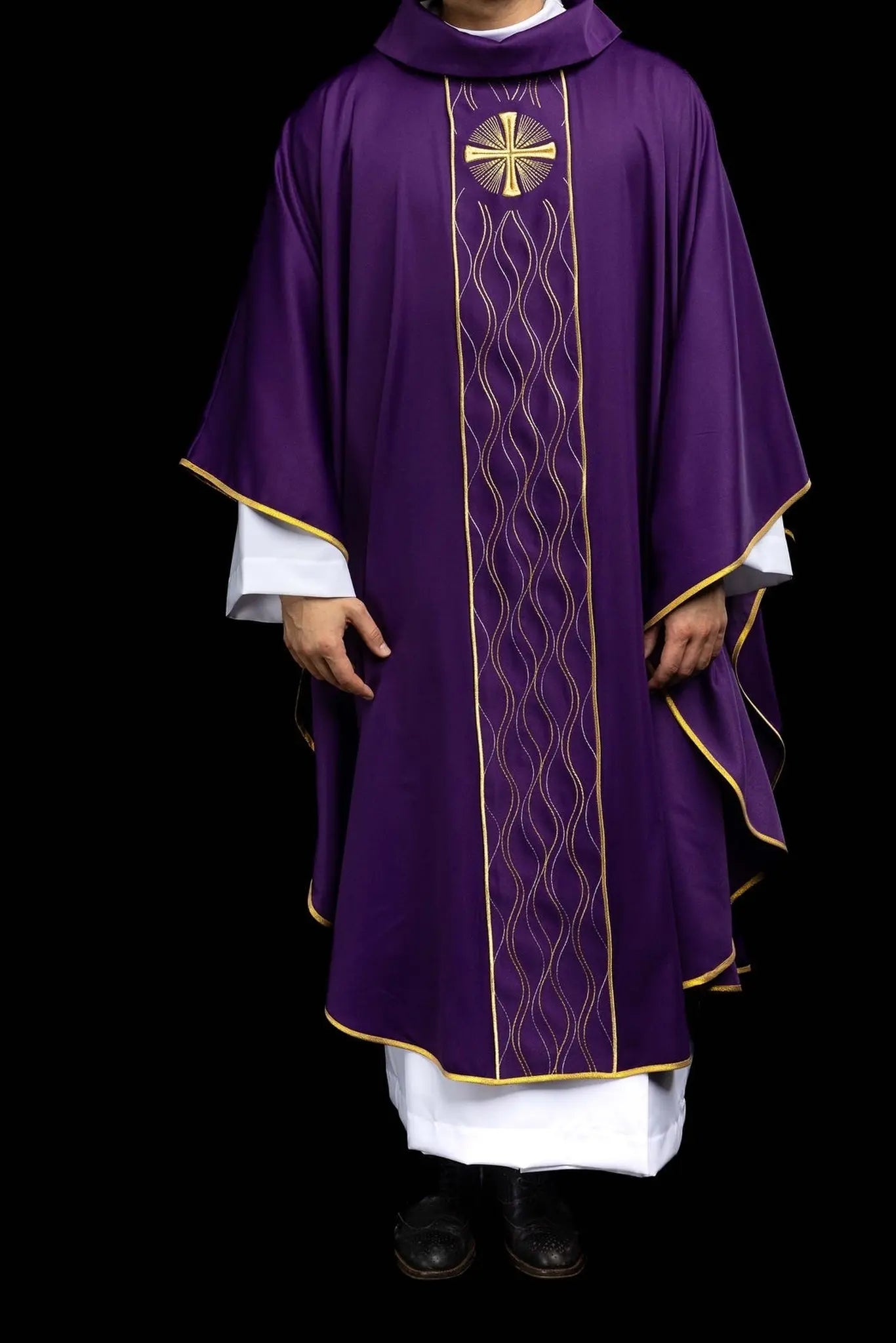 Purple Chasuble with Gold Cross Embroidery