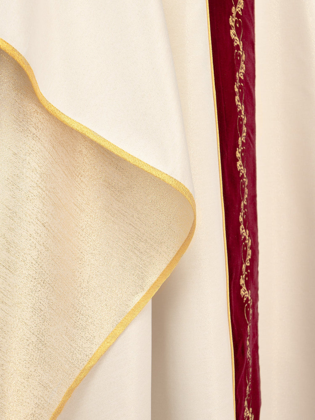 Wedding Chasuble in Ecru with Red Velvet Sash
