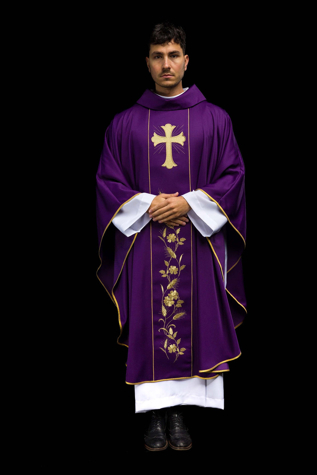 Chasuble Cross and ears in Purple