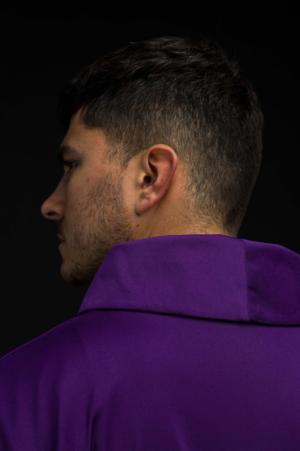 Chasuble embroidered Cross purple lightweight knitted SACROLITE