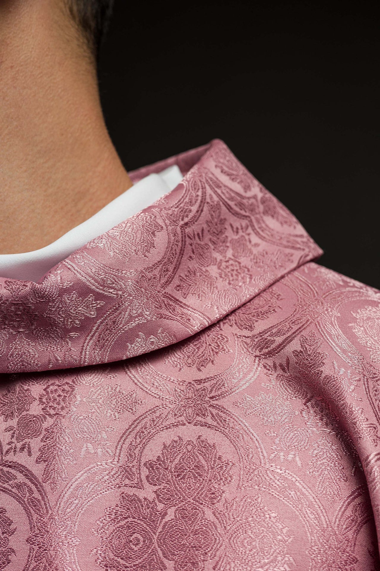 Pink Chasuble with Cross Made from Patterned Fabric