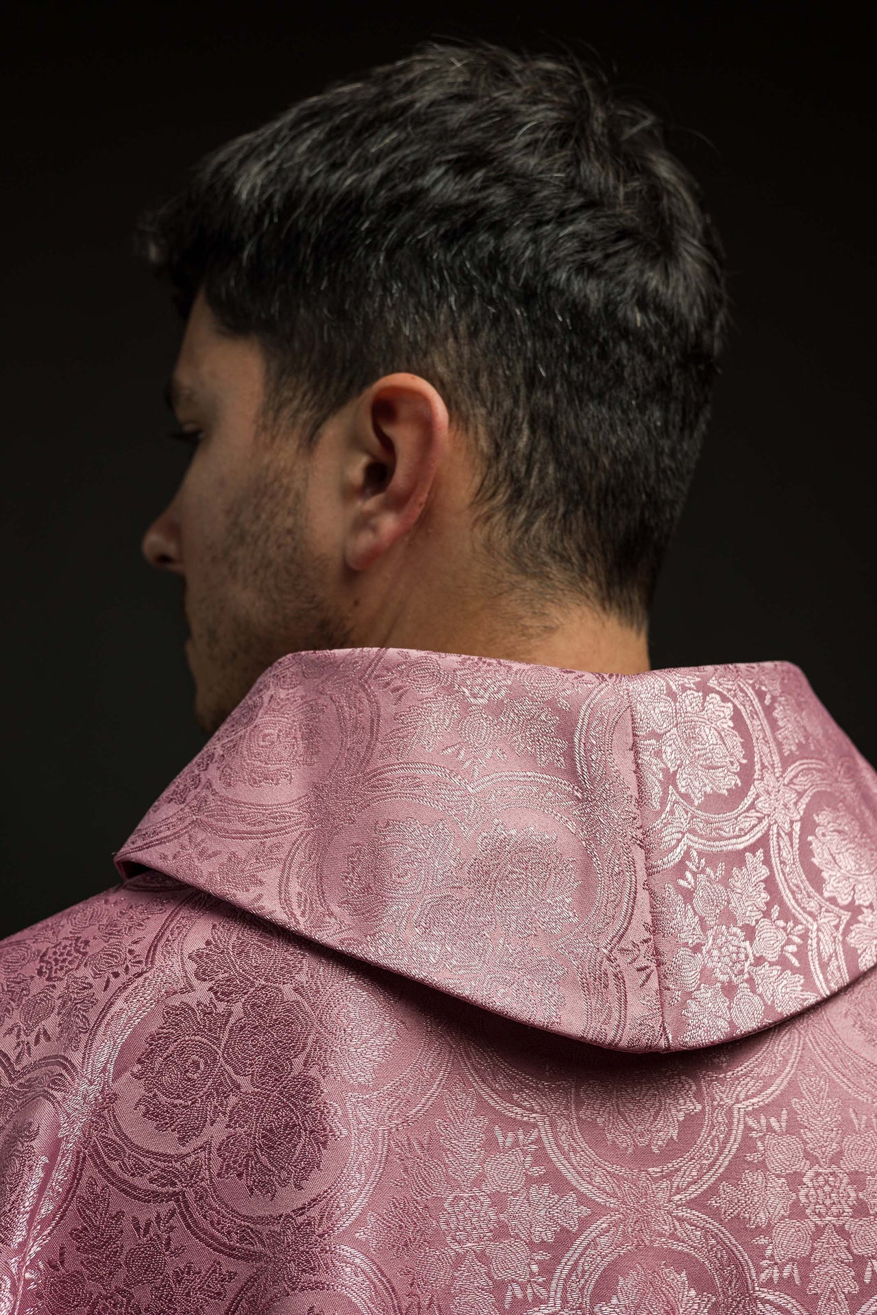 Pink Chasuble with Cross Made from Patterned Fabric