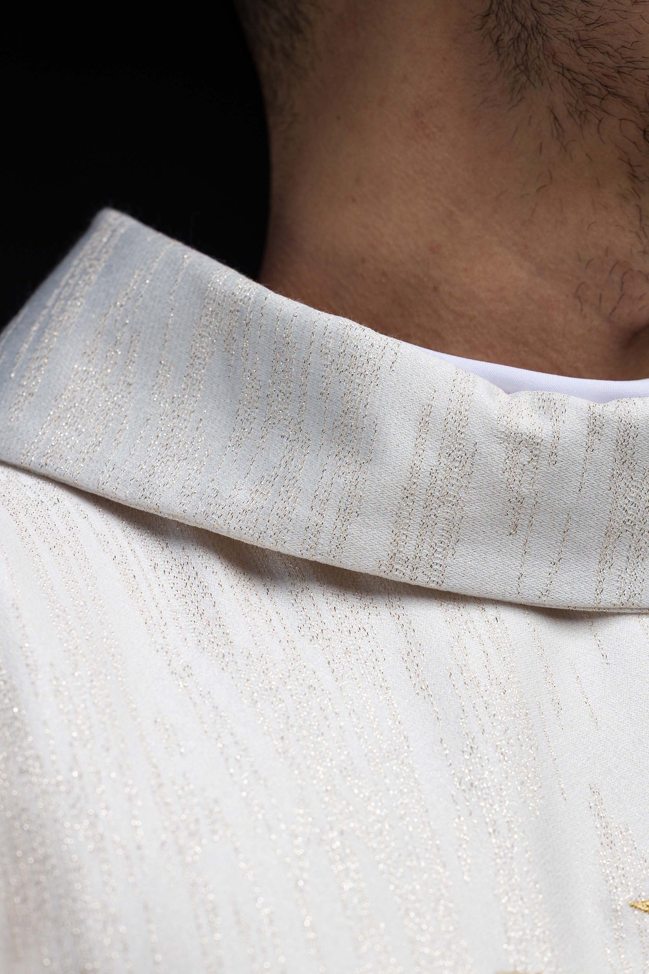 Embroidered Chasuble with Jerusalem Cross Ecru