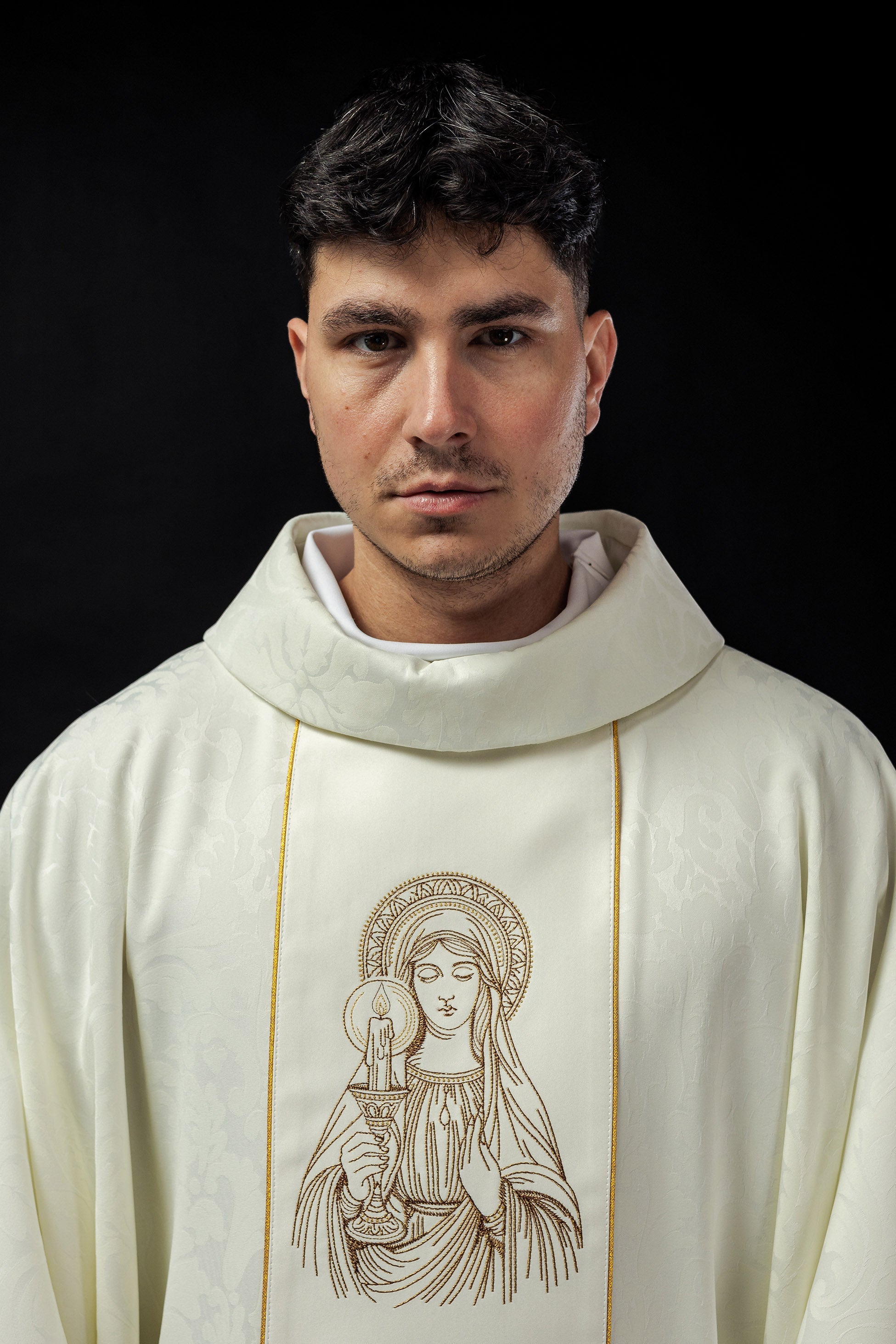 Embroidered chasuble with the image of Our Lady of Thunder