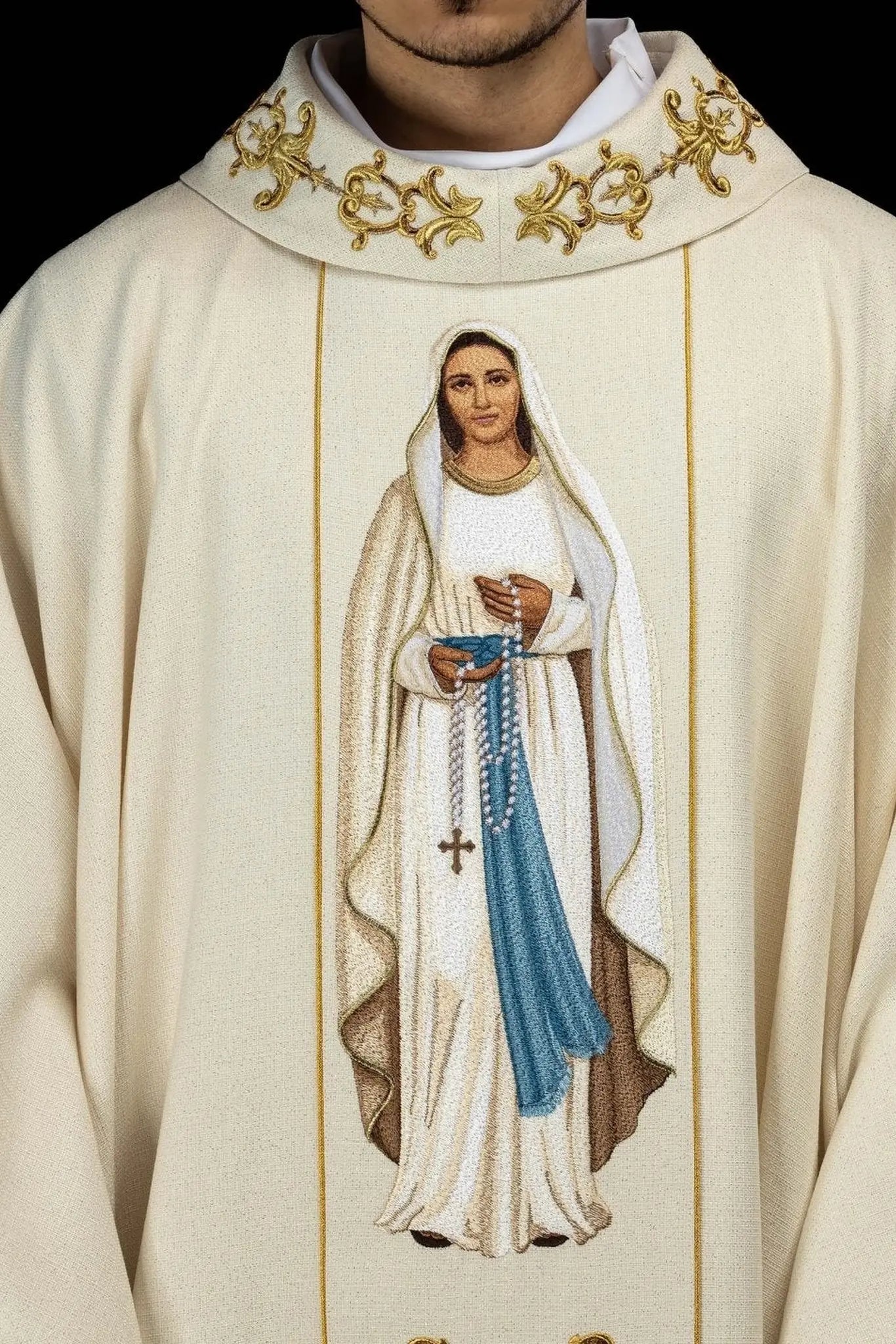 Richly Embroidered Chasuble with Our Lady of the Rosary
