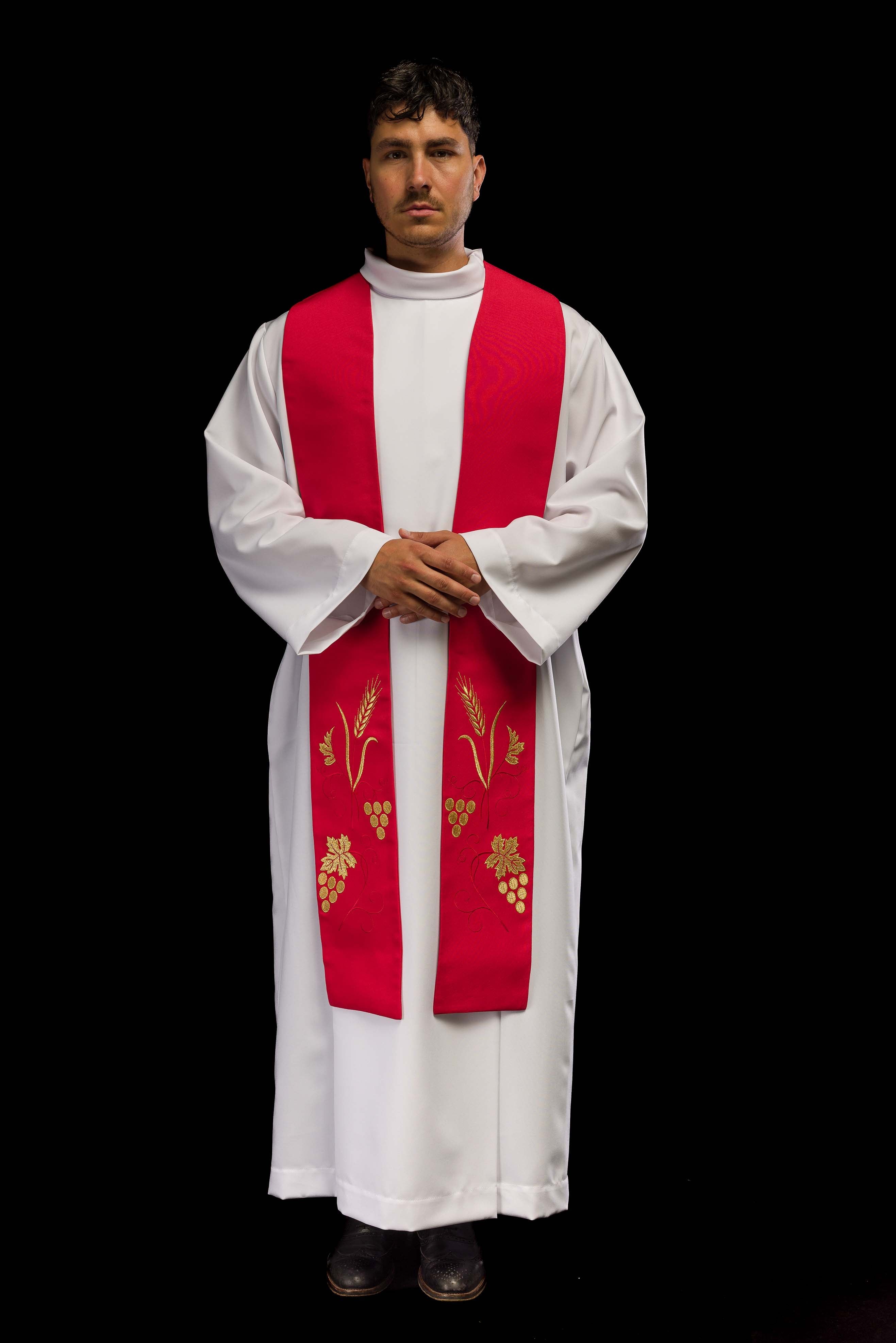 Priest's stole embroidered with grapes and ears in red